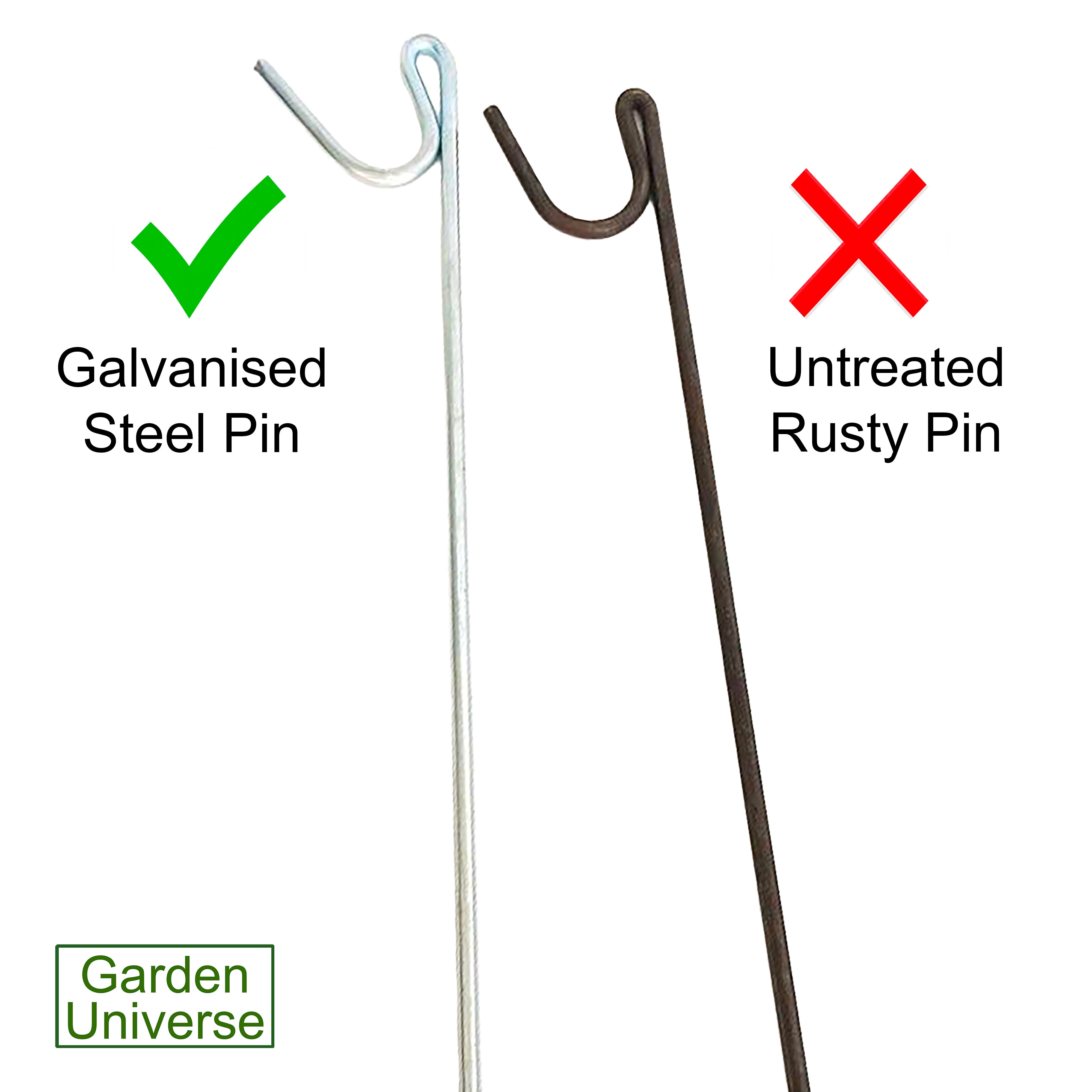 Garden Universe 120cm Galvanised Steel Fence Pins x 10 barrier fencing, Galvanised Steel Fence Posts WFP04