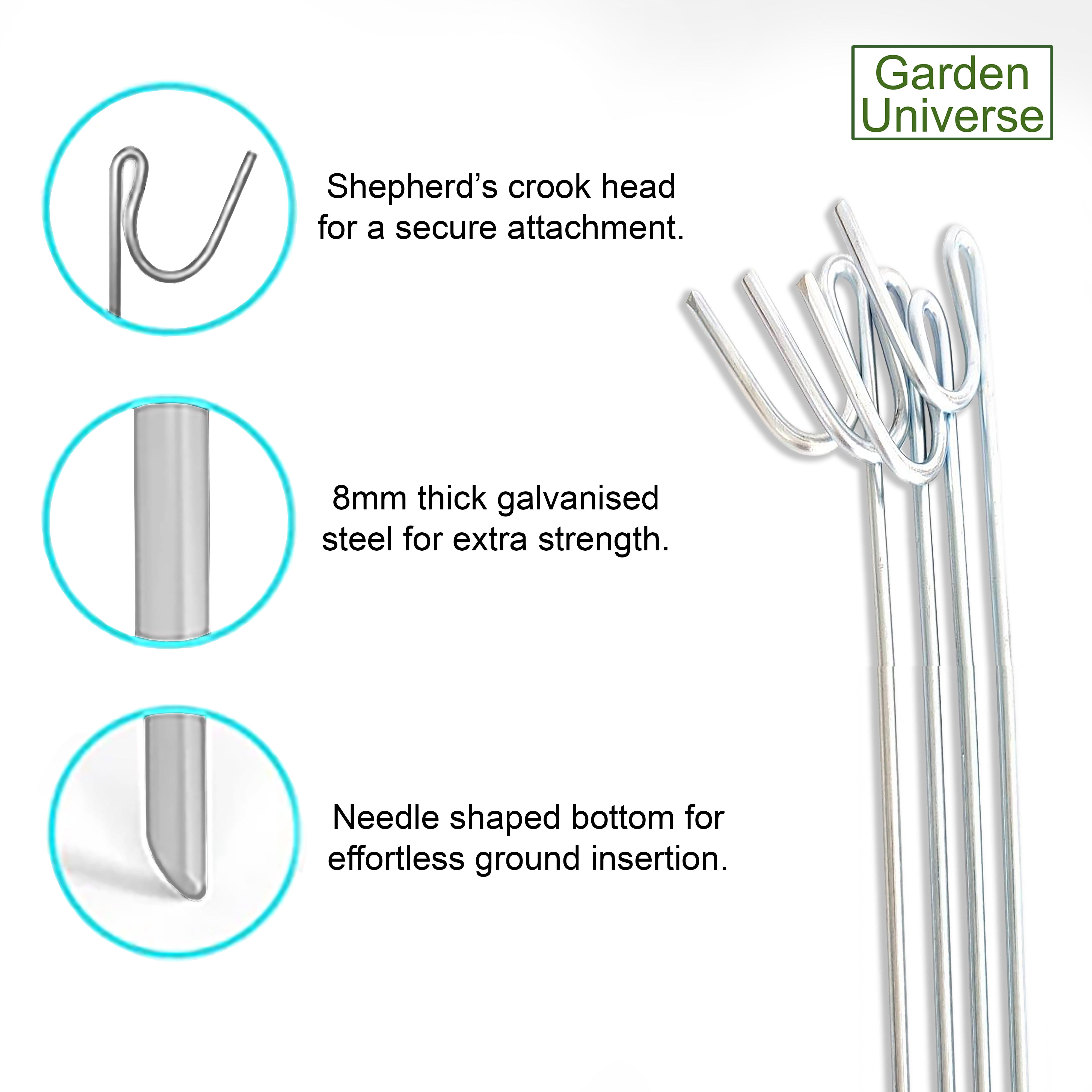 Garden Universe 120cm Galvanised Steel Fence Pins x 10 barrier fencing, Galvanised Steel Fence Posts WFP04