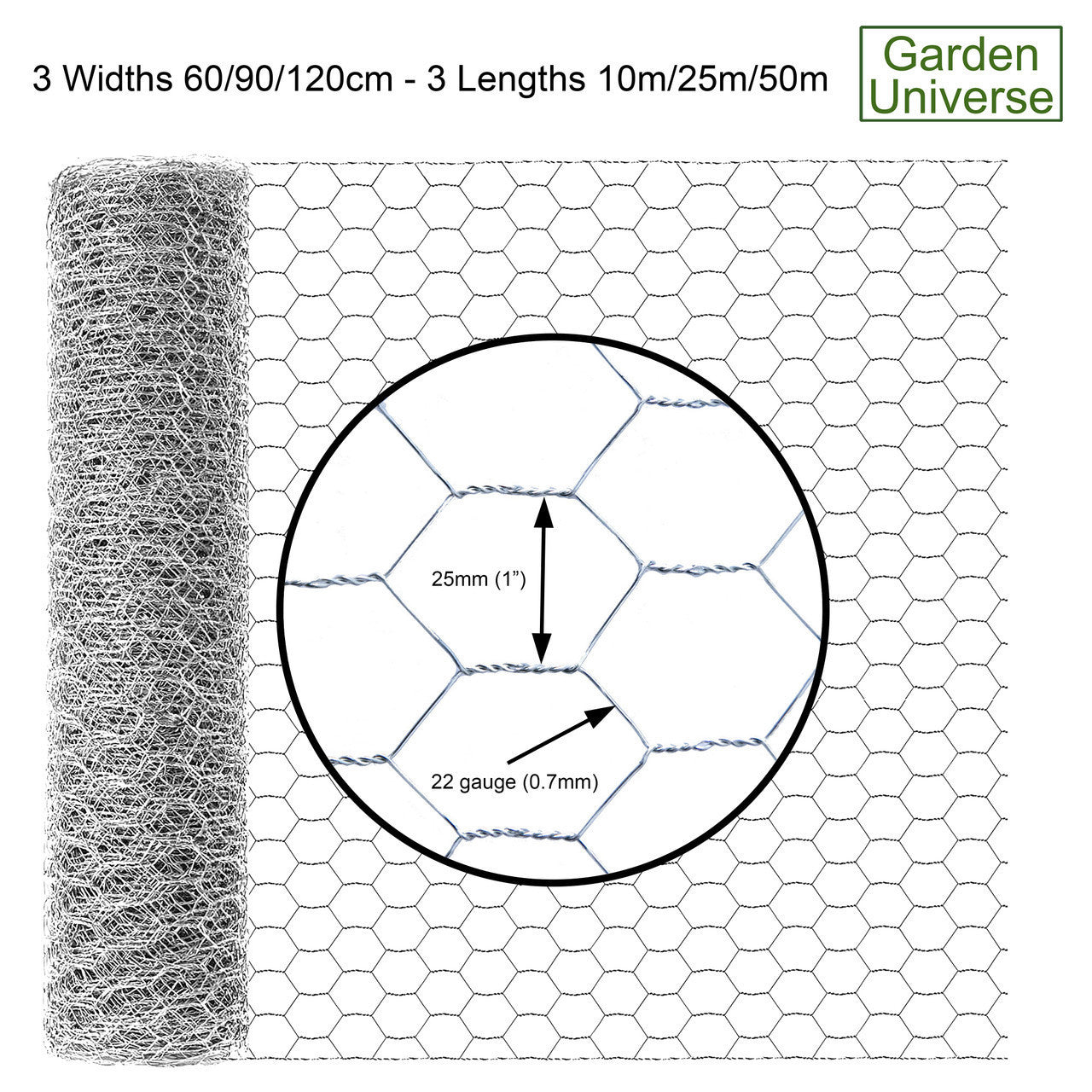 Chicken Wire Galvanised W 90cm x L 50m W03-9