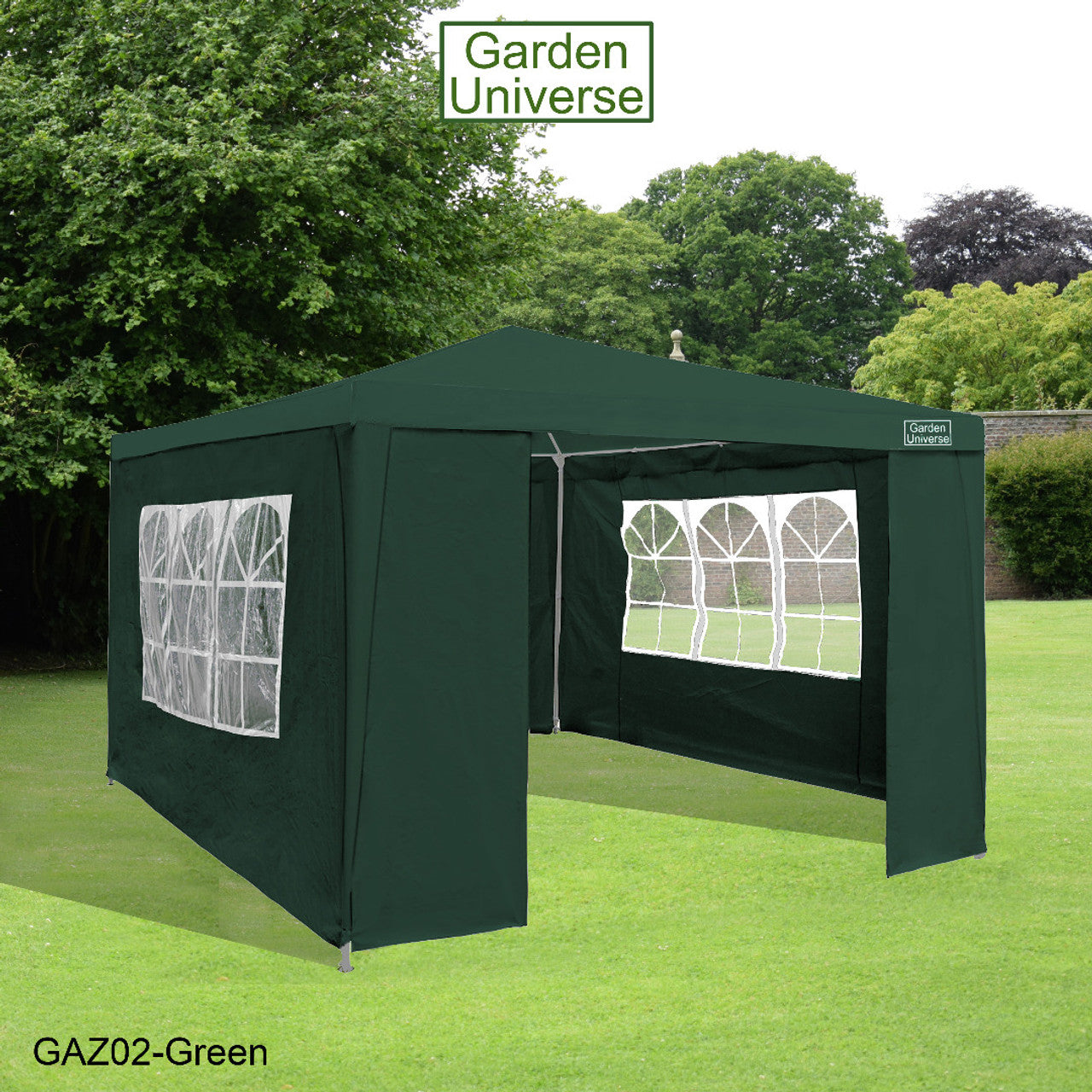 Gazebo 3 x 3m with Four Walls Steel Frame Green GAZ02-Green