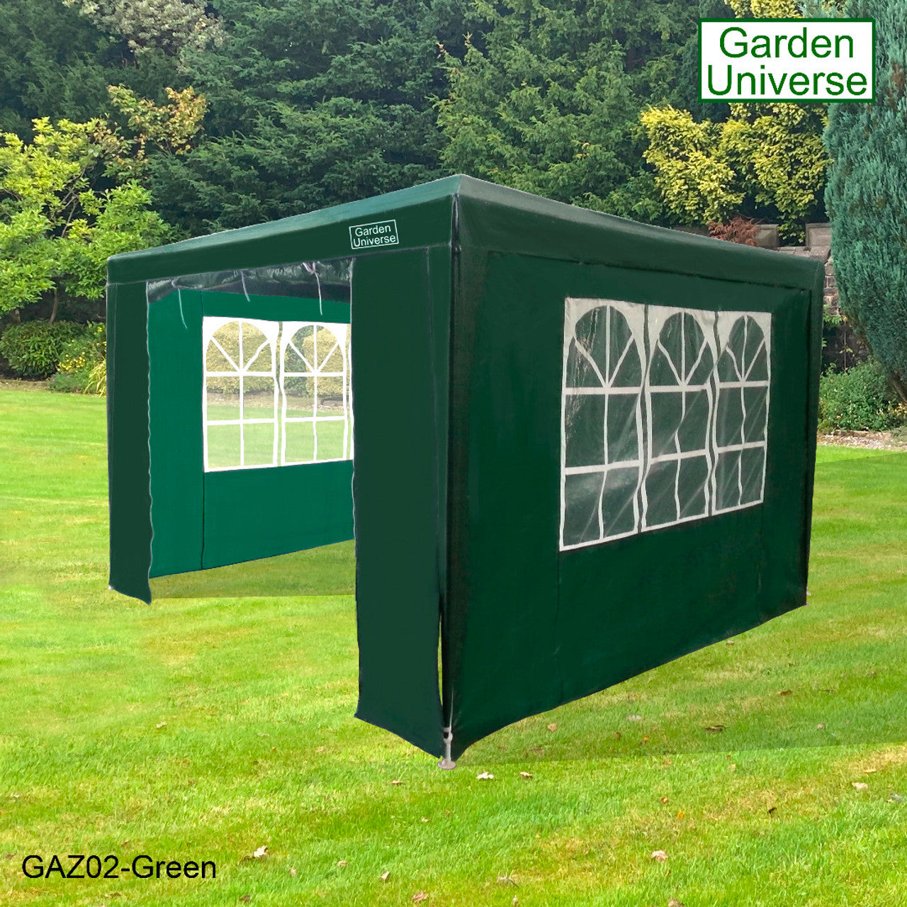 Gazebo 3 x 3m with Four Walls Steel Frame Green GAZ02-Green