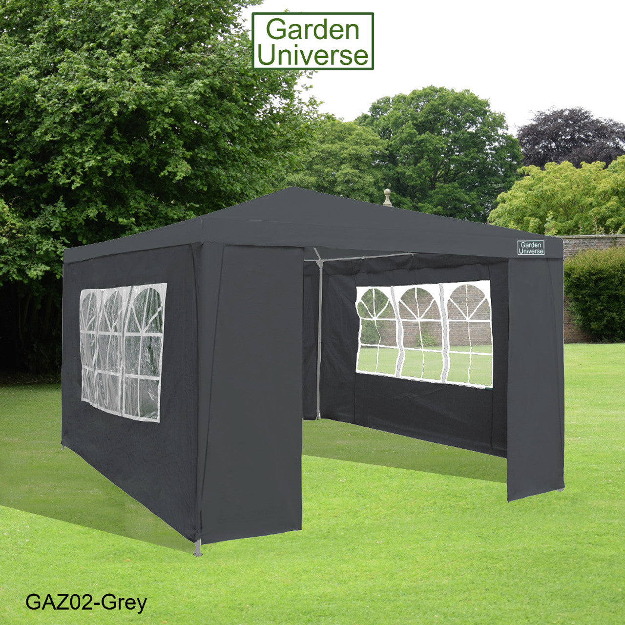 Gazebo 3 x 3m with Four Walls Steel Frame Grey GAZ02-Grey