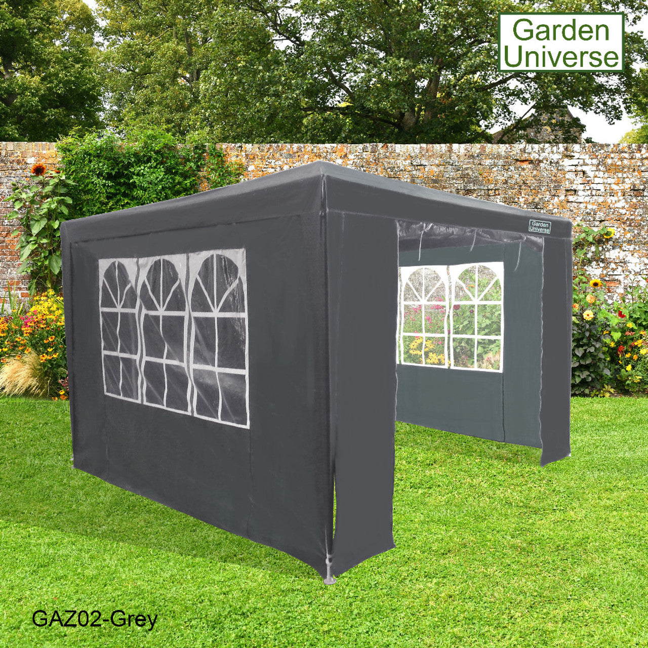 Gazebo 3 x 3m with Four Walls Steel Frame Grey GAZ02-Grey