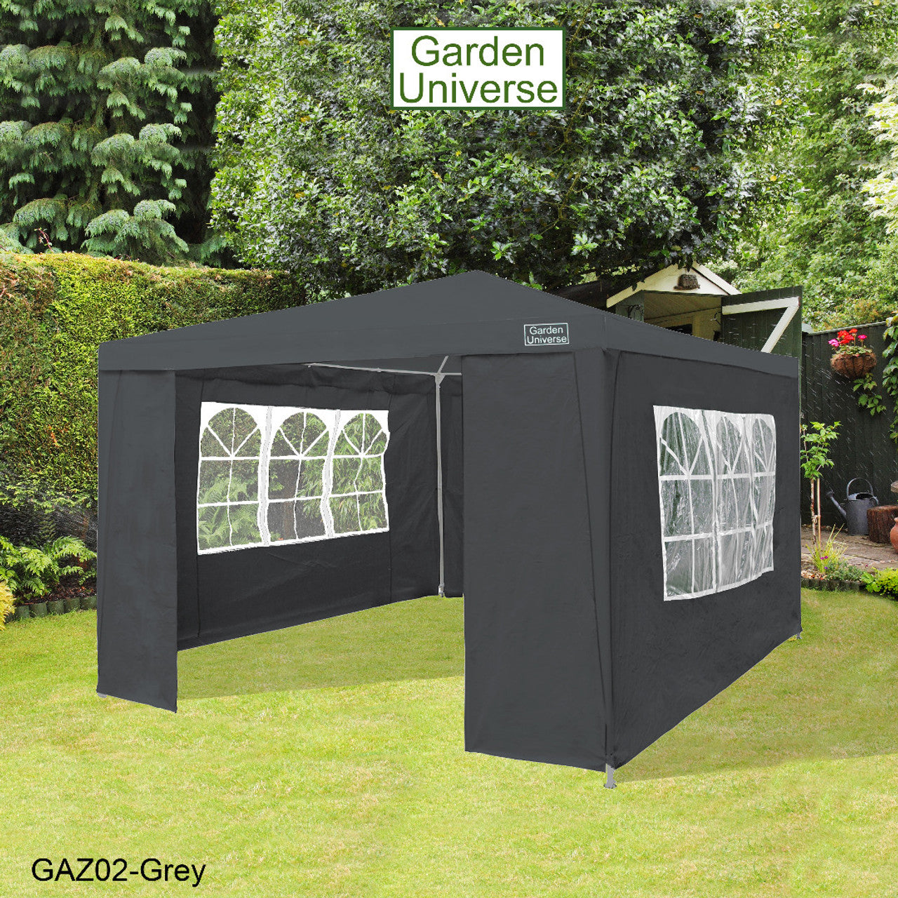 Gazebo 3 x 3m with Four Walls Steel Frame Grey GAZ02-Grey