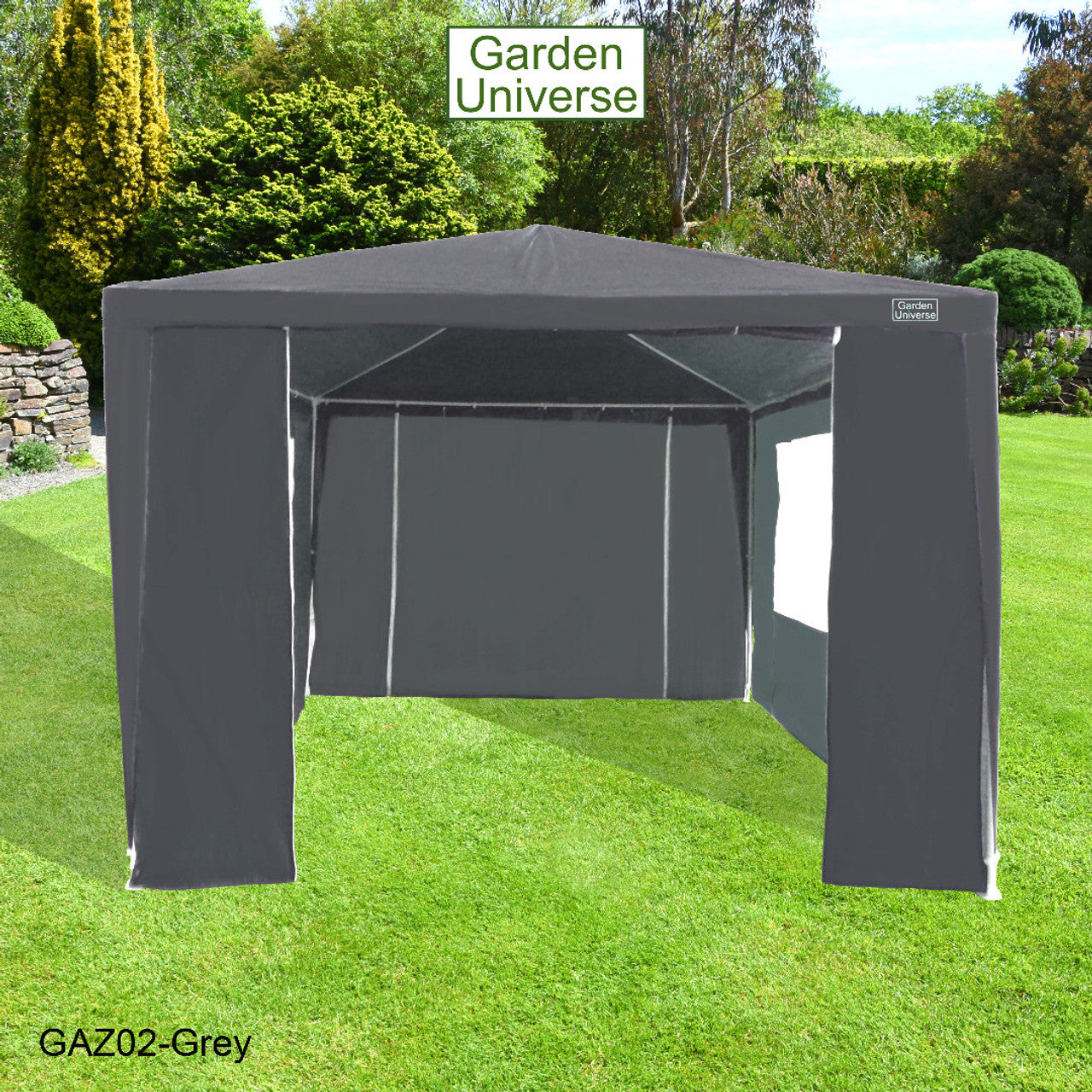 Gazebo 3 x 3m with Four Walls Steel Frame Grey GAZ02-Grey