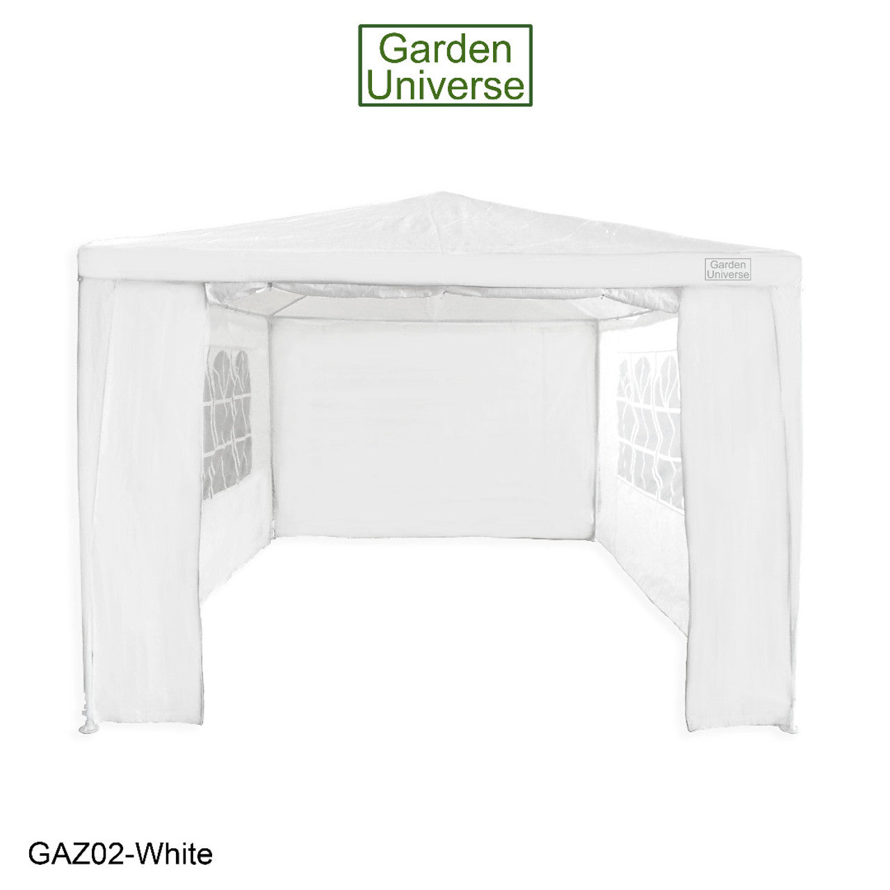Gazebo 3 x 3m with Four Walls Steel Frame White GAZ02-White
