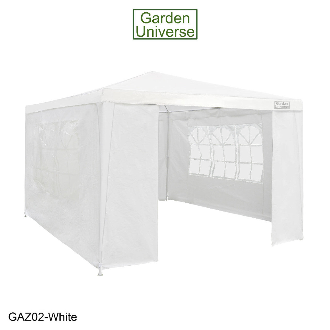Gazebo 3 x 3m with Four Walls Steel Frame White GAZ02-White
