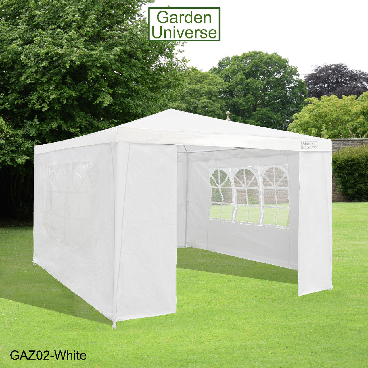 Gazebo 3 x 3m with Four Walls Steel Frame White GAZ02-White