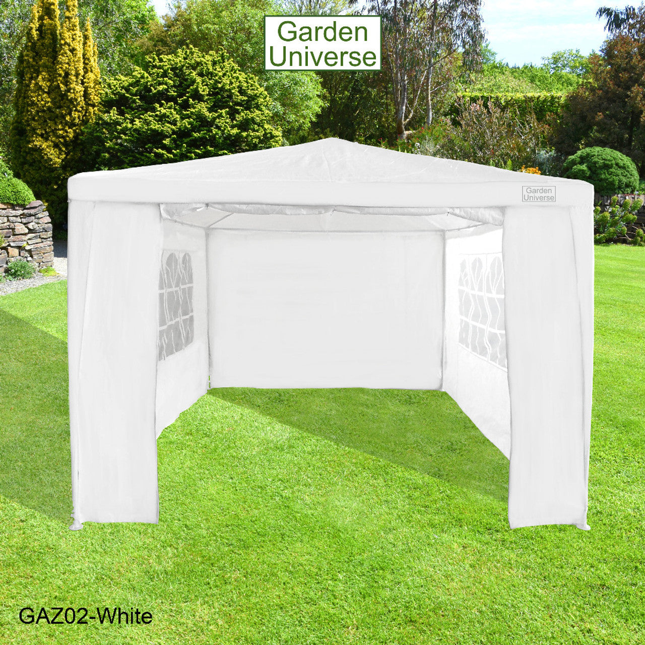 Gazebo 3 x 3m with Four Walls Steel Frame White GAZ02-White