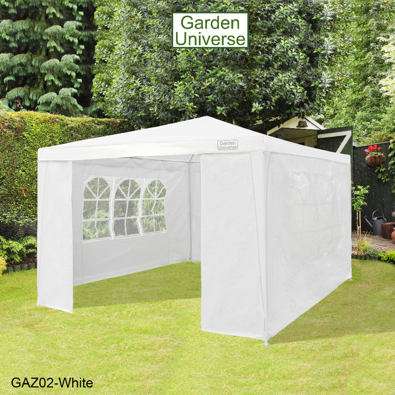 Gazebo 3 x 3m with Four Walls Steel Frame White GAZ02-White