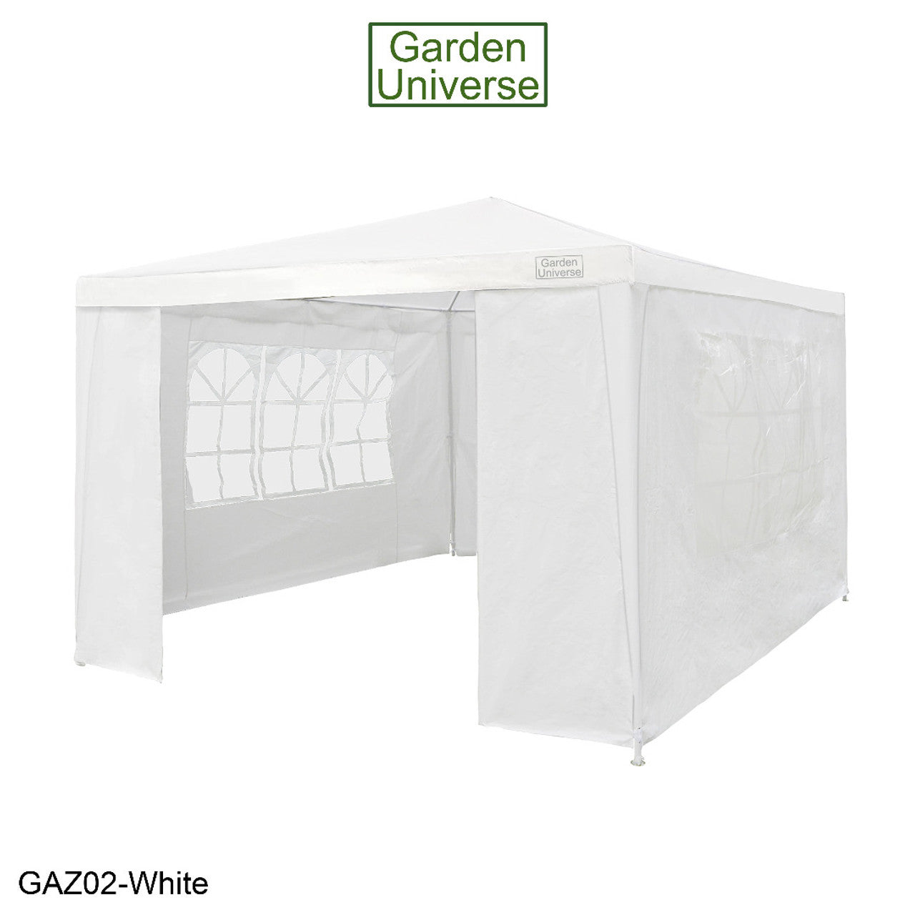 Gazebo 3 x 3m with Four Walls Steel Frame White GAZ02-White