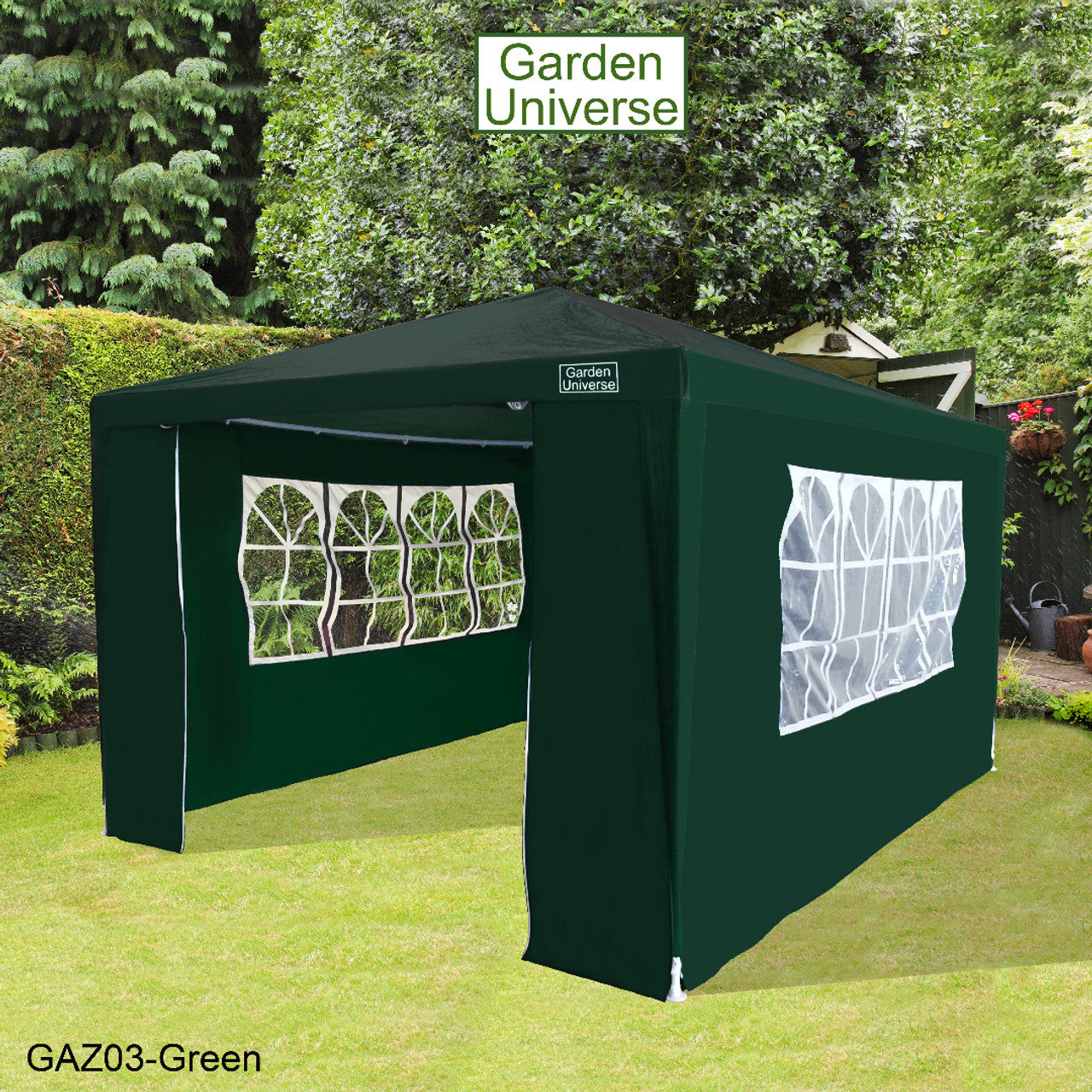 Gazebo 3m x 4m with Four Side Walls Steel Frame in Green - GAZ03-Green