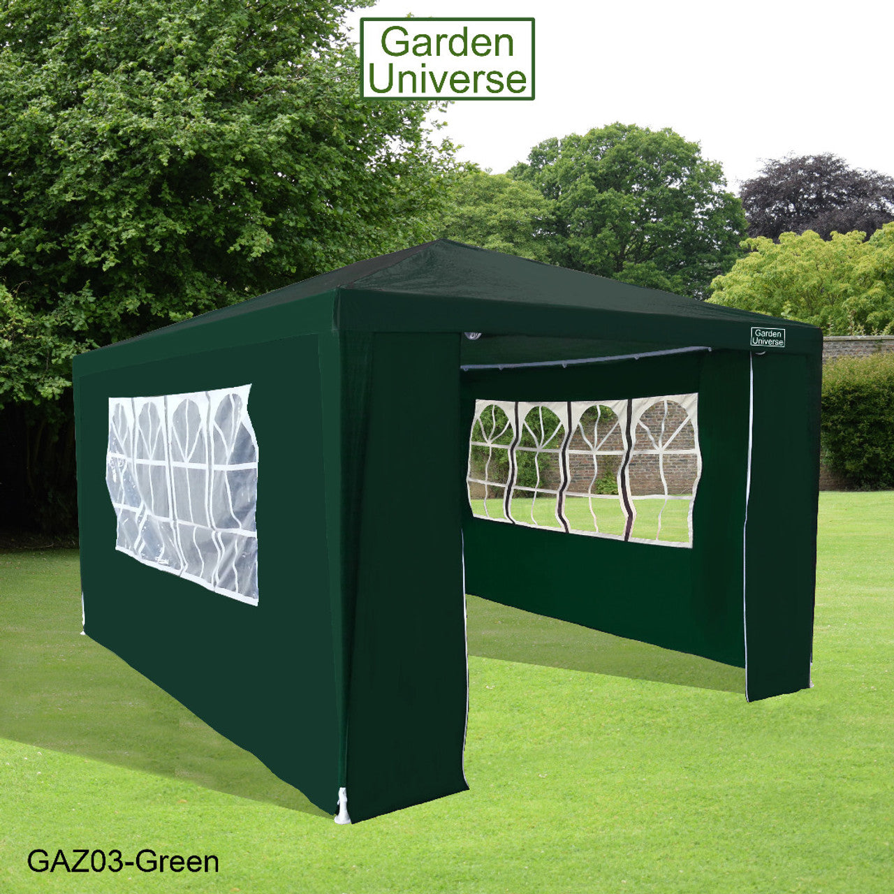 Gazebo 3m x 4m with Four Side Walls Steel Frame in Green - GAZ03-Green
