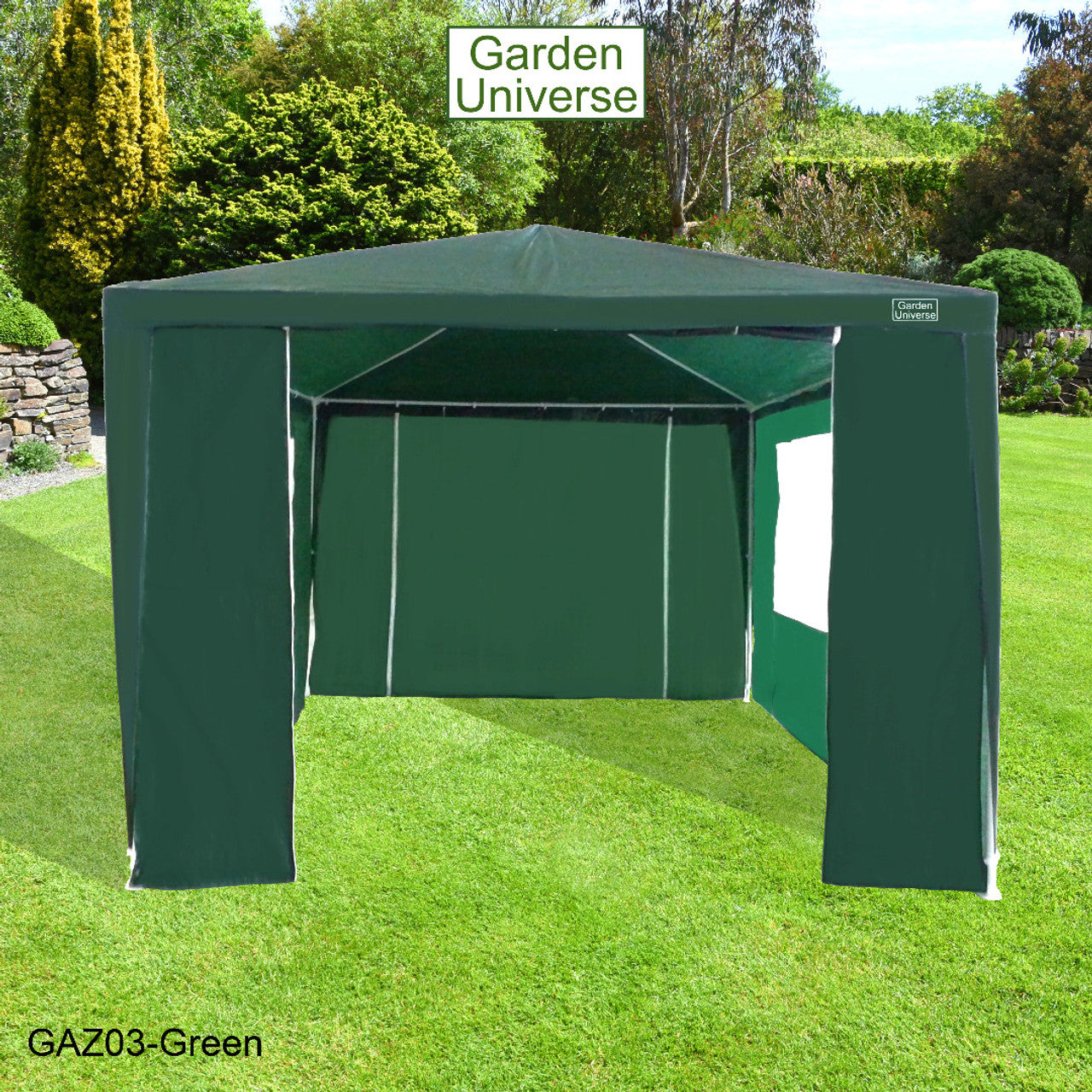 Gazebo 3m x 4m with Four Side Walls Steel Frame in Green - GAZ03-Green