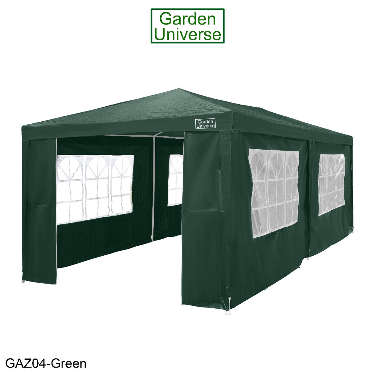 Gazebo 3m x 6m Party Tent with Four Walls Steel Frame XL Marquee - GAZ04-Green