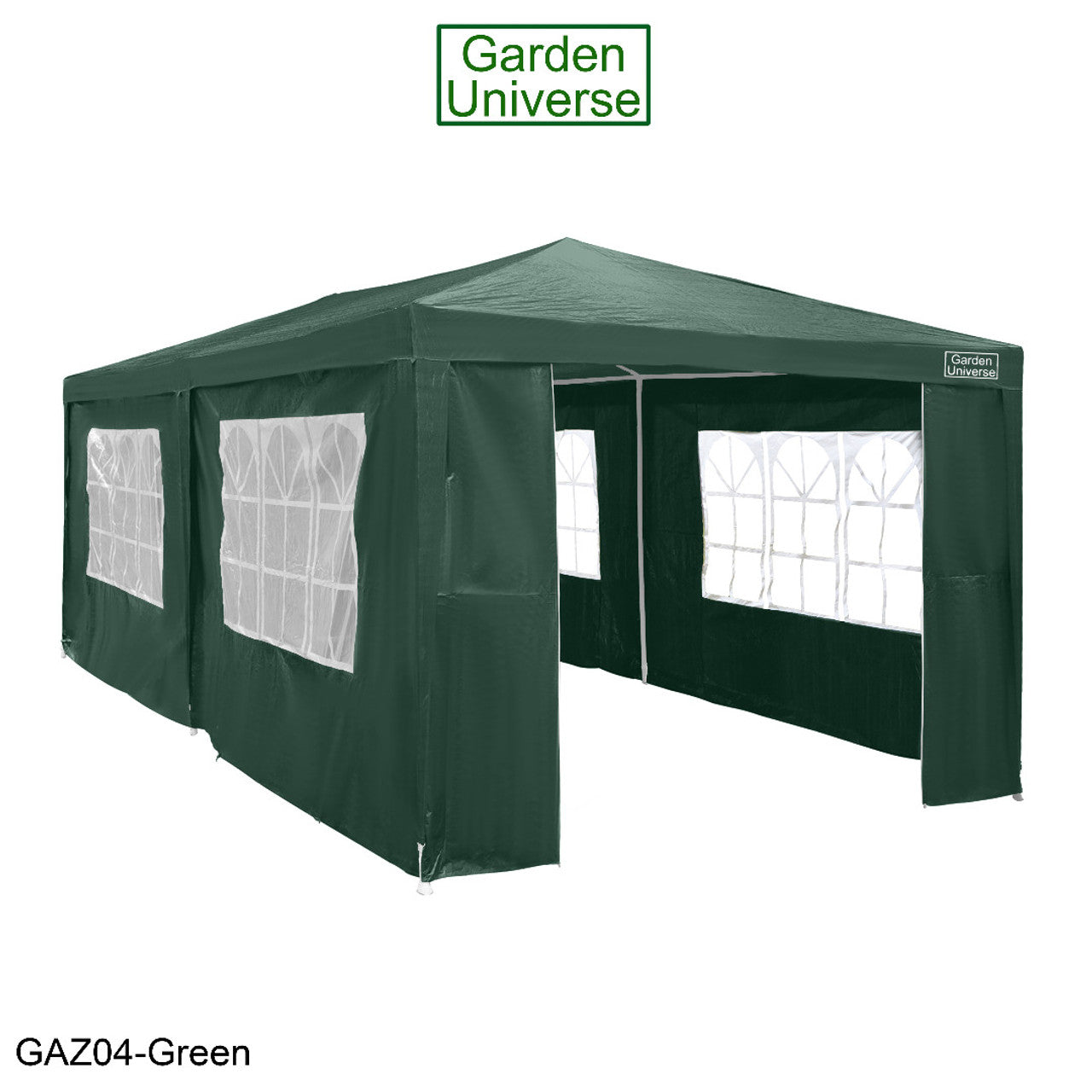 Gazebo 3m x 6m Party Tent with Four Walls Steel Frame XL Marquee - GAZ04-Green