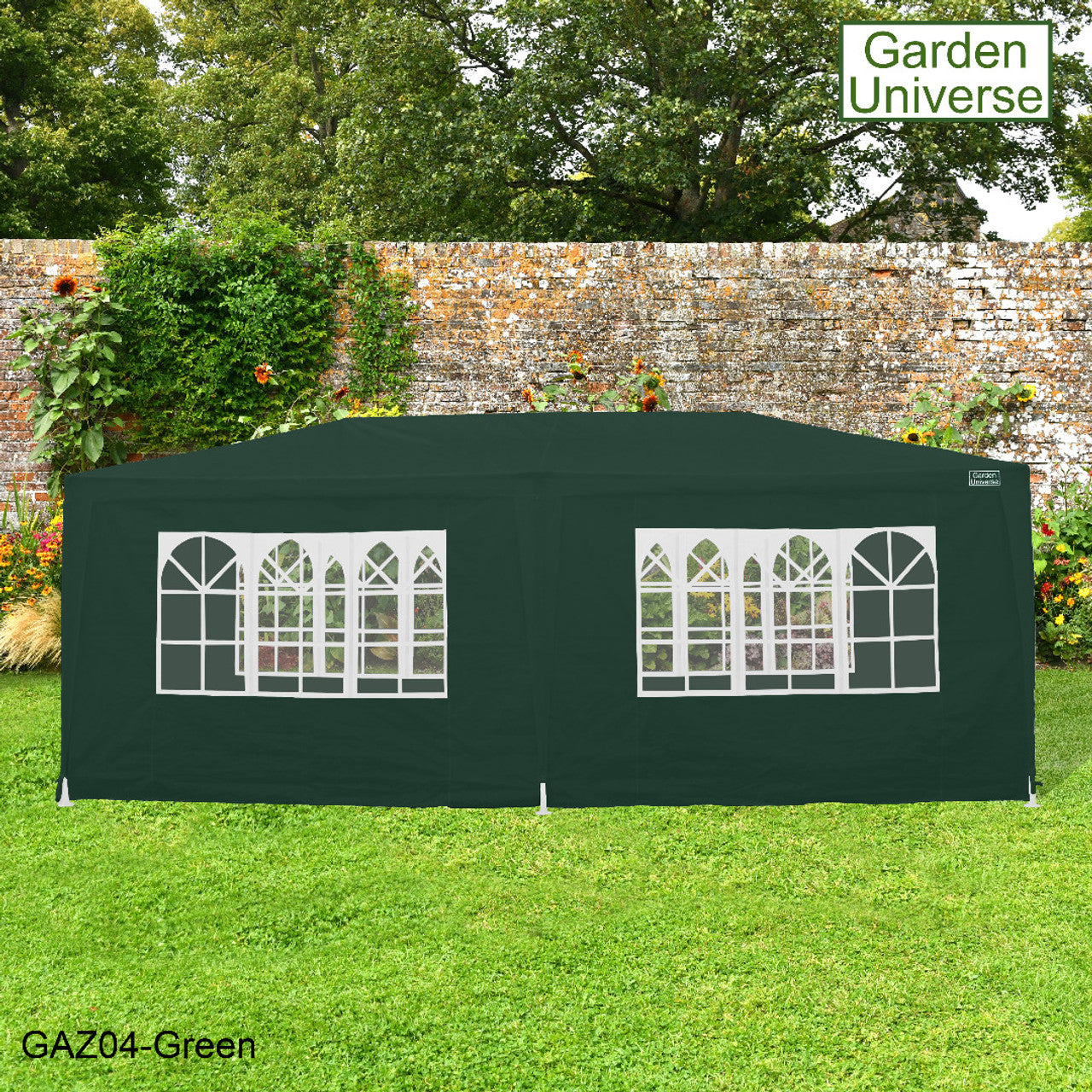 Gazebo 3m x 6m Party Tent with Four Walls Steel Frame XL Marquee - GAZ04-Green