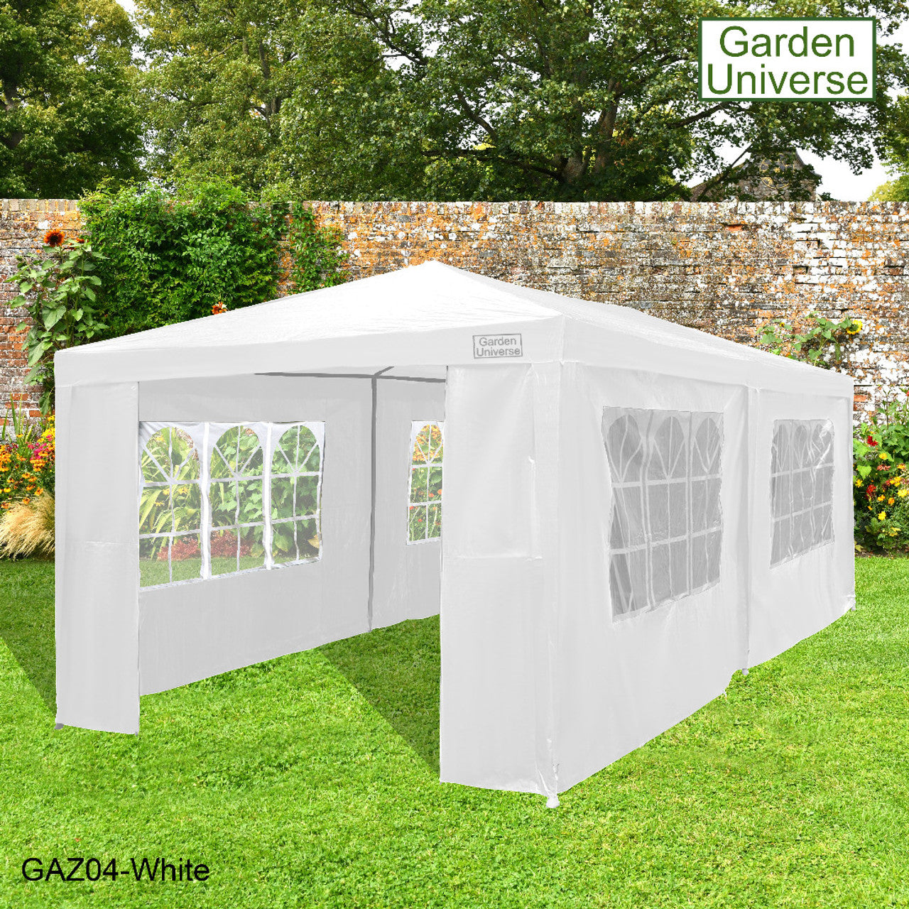 Gazebo 3m x 6m Party Tent with Four Walls Steel Frame XL Marquee - GAZ04-White