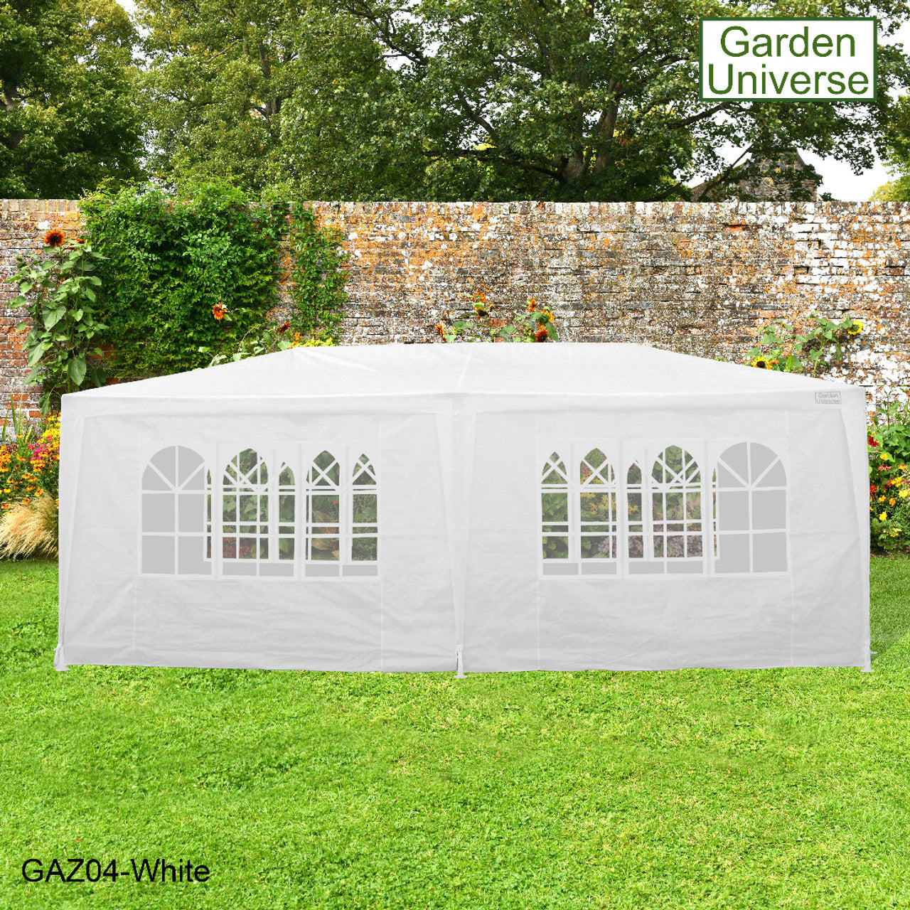 Gazebo 3m x 6m Party Tent with Four Walls Steel Frame XL Marquee - GAZ04-White