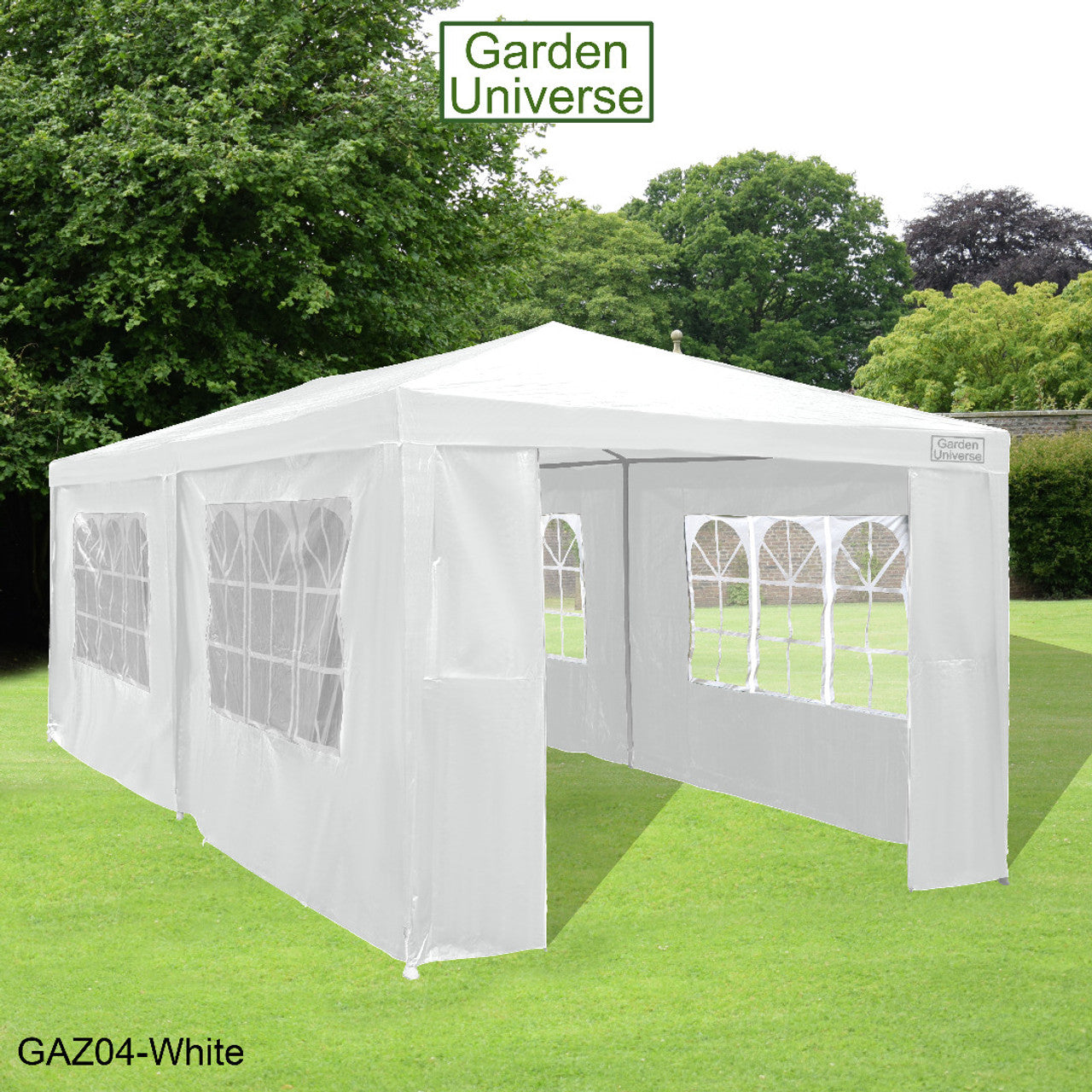 Gazebo 3m x 6m Party Tent with Four Walls Steel Frame XL Marquee - GAZ04-White