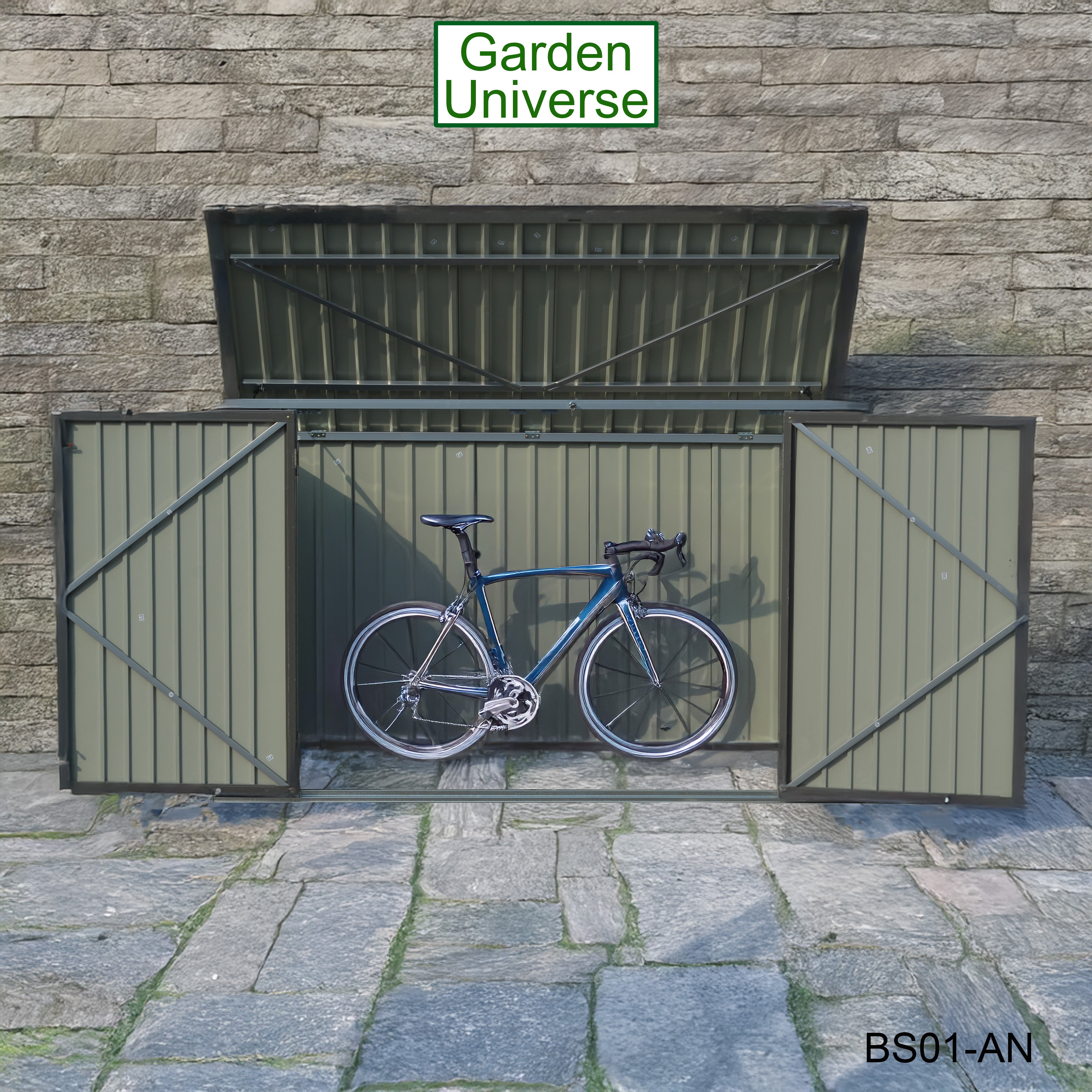 Bicycle Store 3 Wheelie Bin Storage Bike Shed by Garden Universe Grey Secure