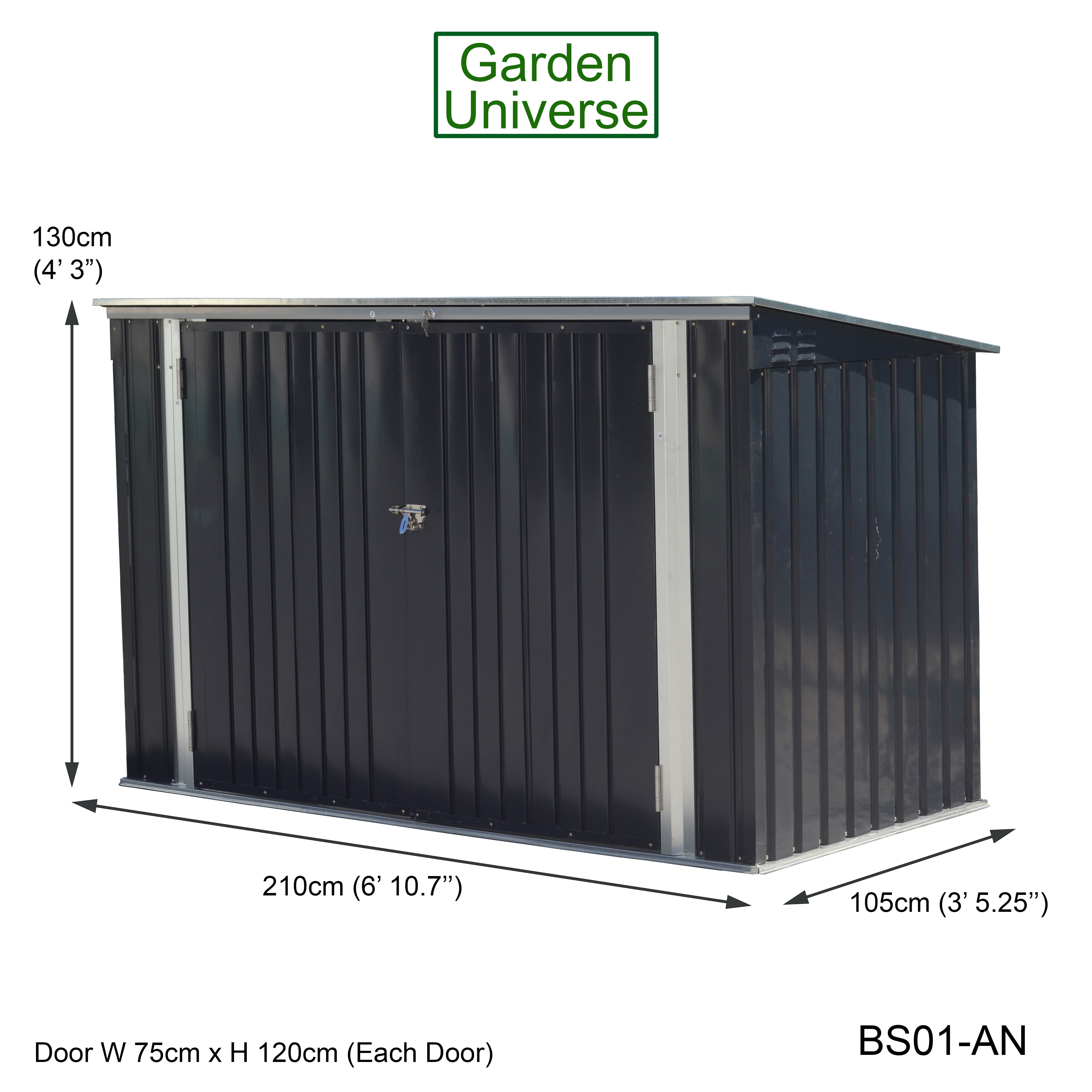 Bicycle Store 3 Wheelie Bin Storage Bike Shed by Garden Universe Grey Secure