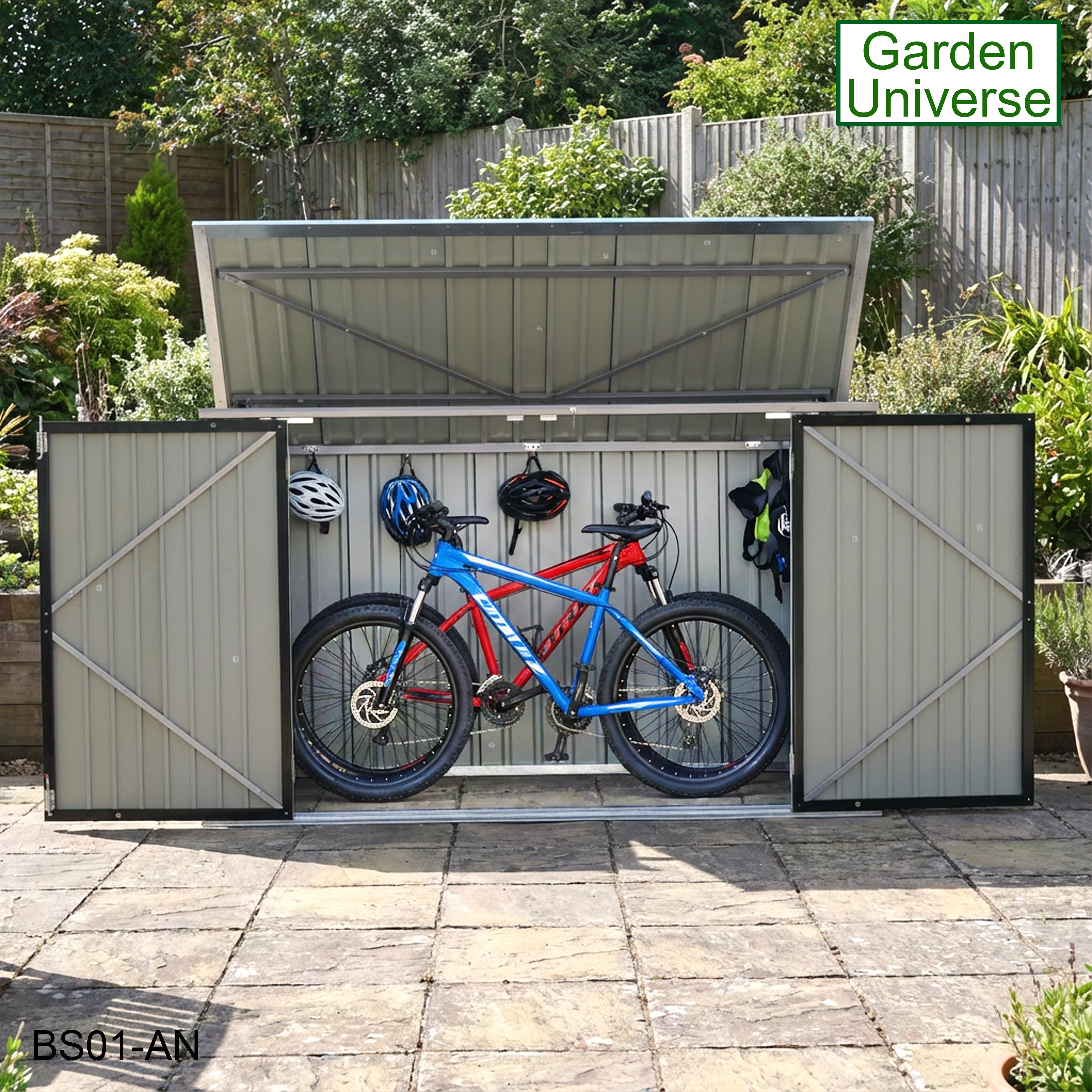 Bicycle Store 3 Wheelie Bin Storage Bike Shed by Garden Universe Grey Secure