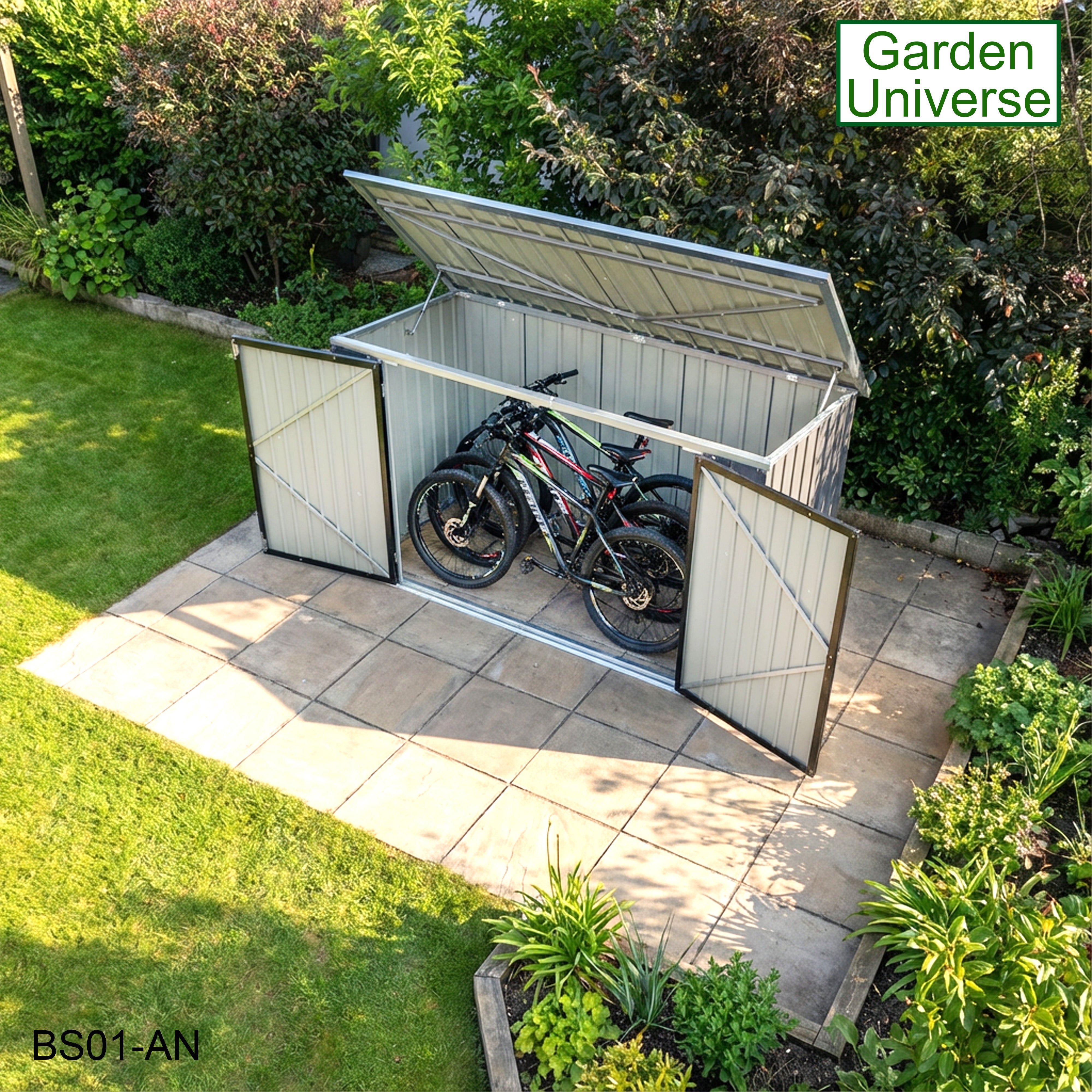 Bicycle Store 3 Wheelie Bin Storage Bike Shed by Garden Universe Grey Secure