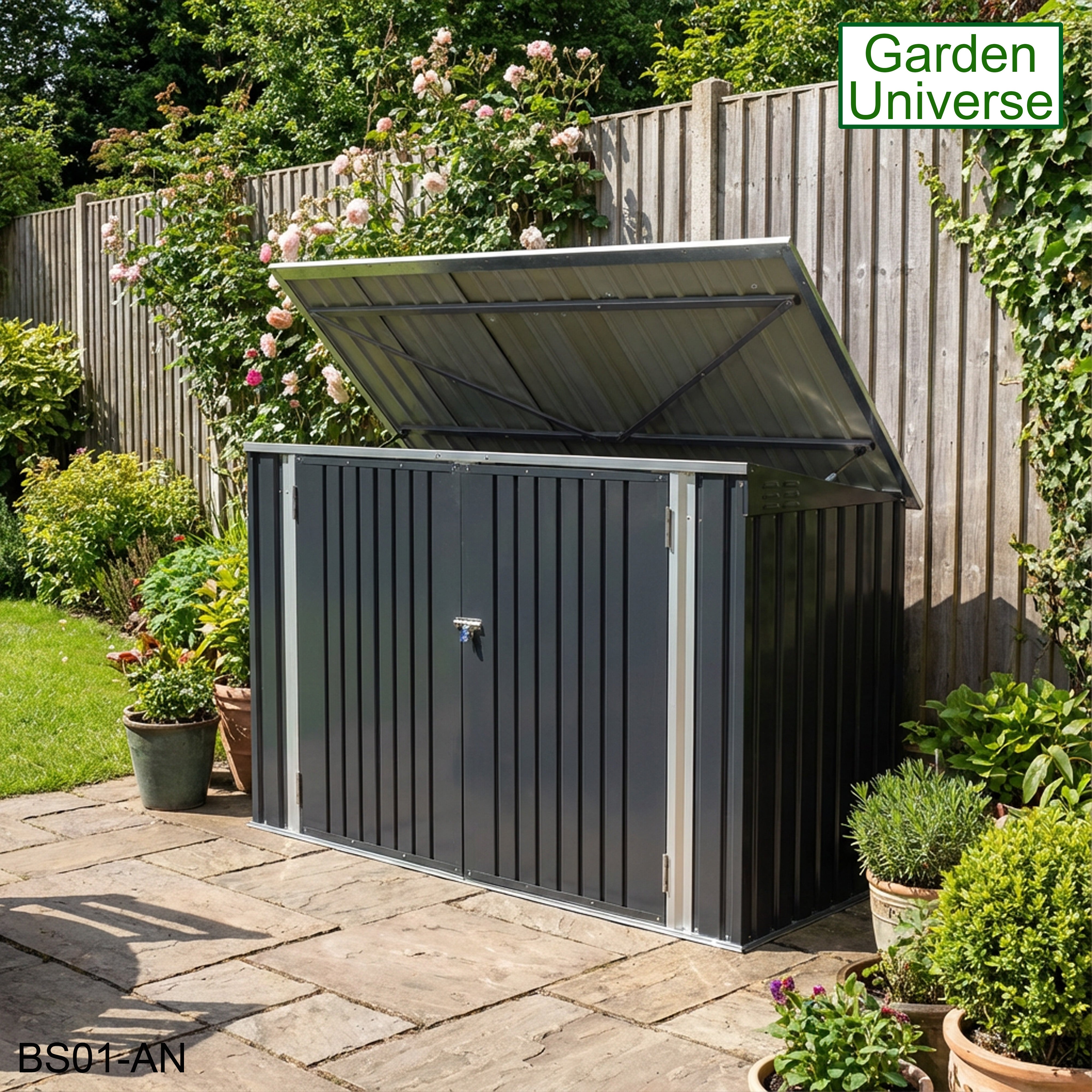 Bicycle Store 3 Wheelie Bin Storage Bike Shed by Garden Universe Grey Secure
