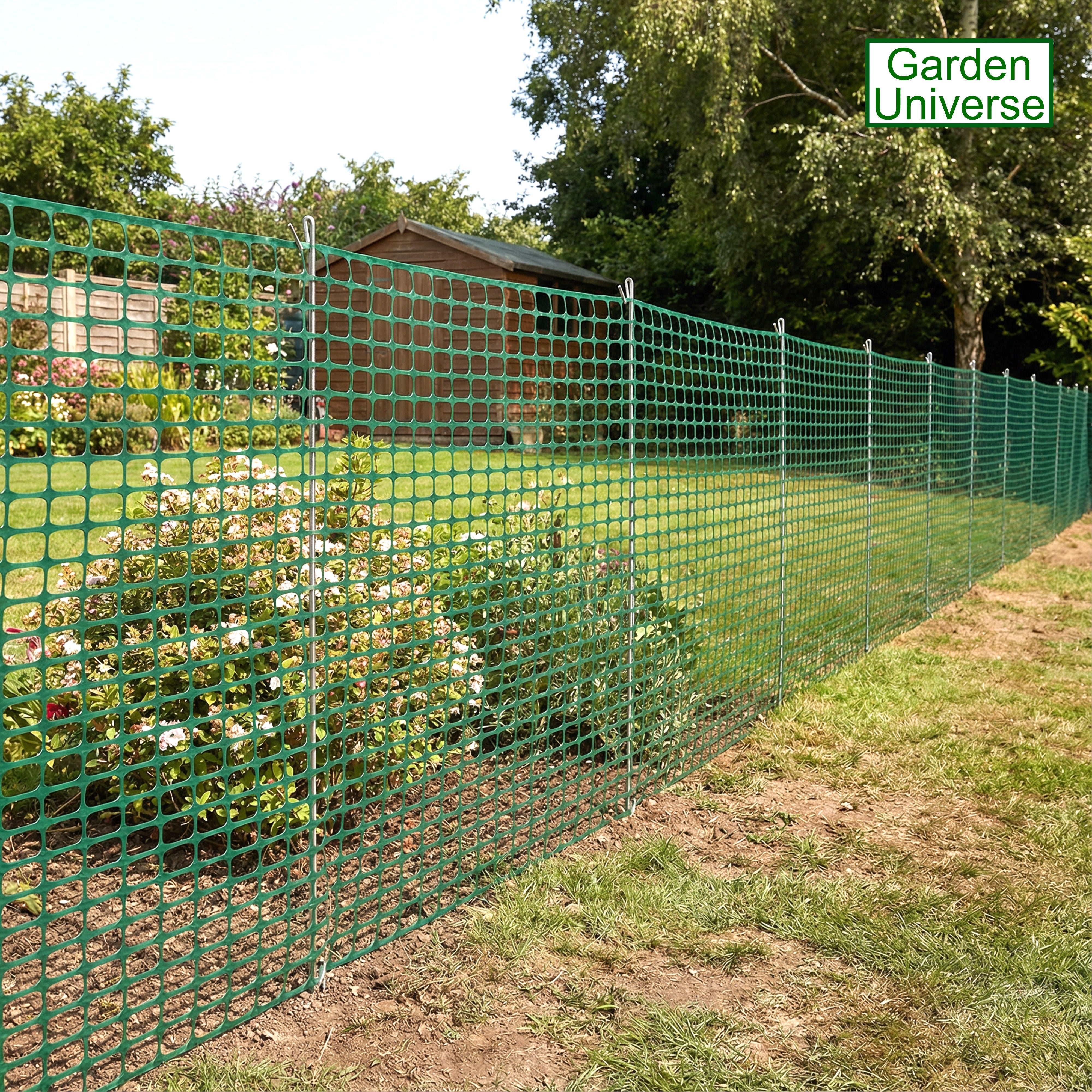 Garden Universe Barrier Fencing Green 1 x Roll H 1m x L 25m Temporary Garden Fence Netting WBF02