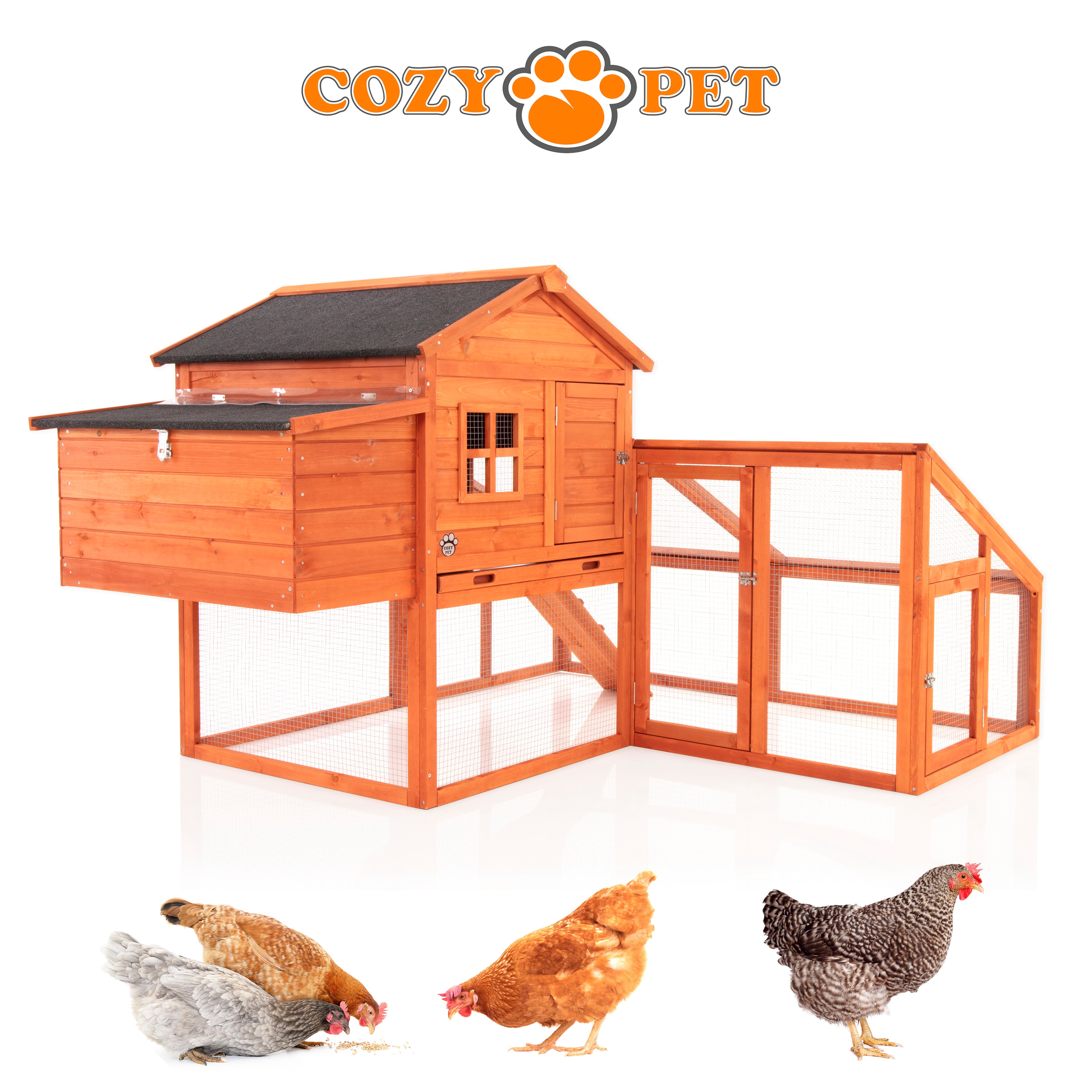 Chicken Coop, Hen House, New XL Size With Run Extension, Rabbit Hutch, Model CC01L-N + Ext