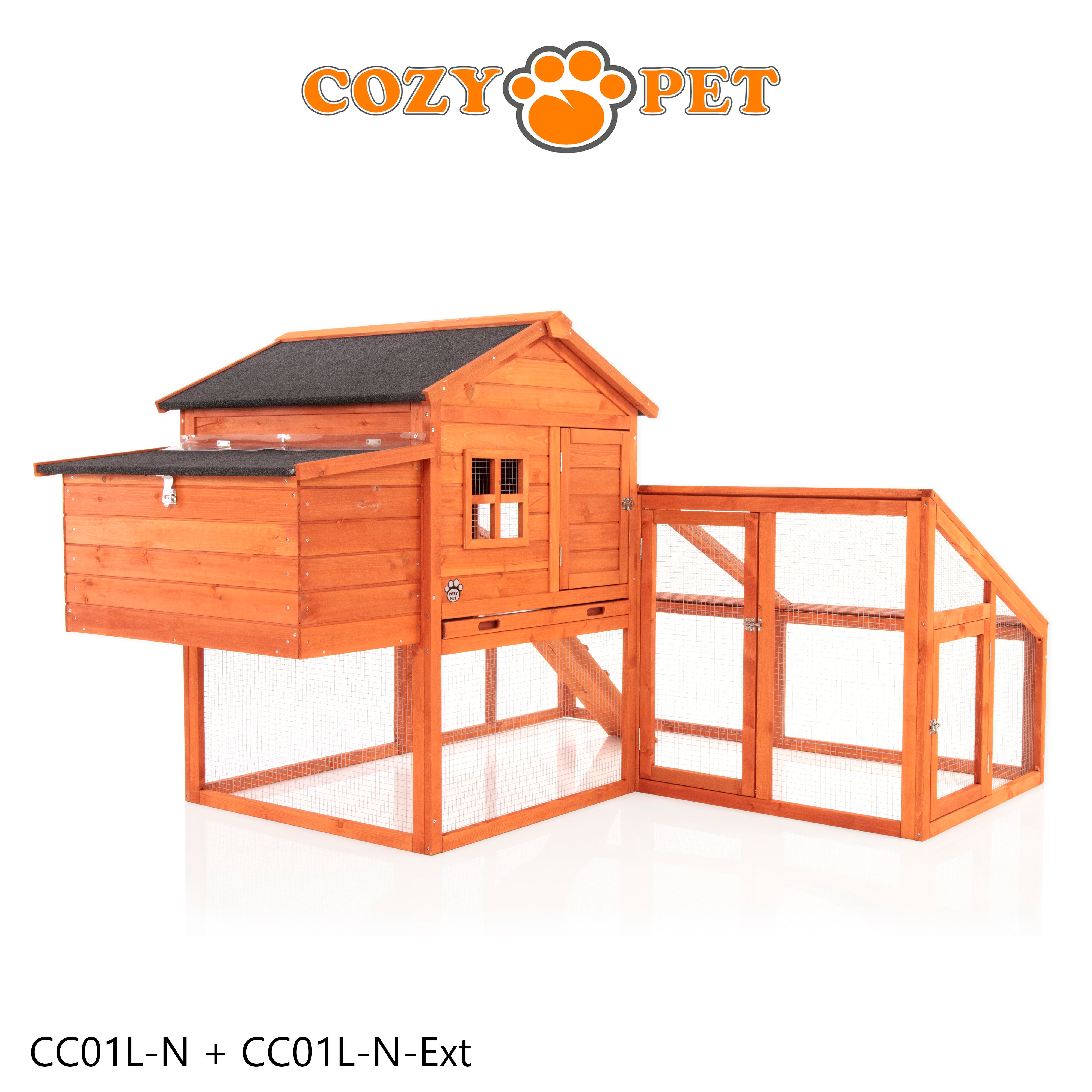 Chicken Coop, Hen House, New XL Size With Run Extension, Rabbit Hutch, Model CC01L-N + Ext