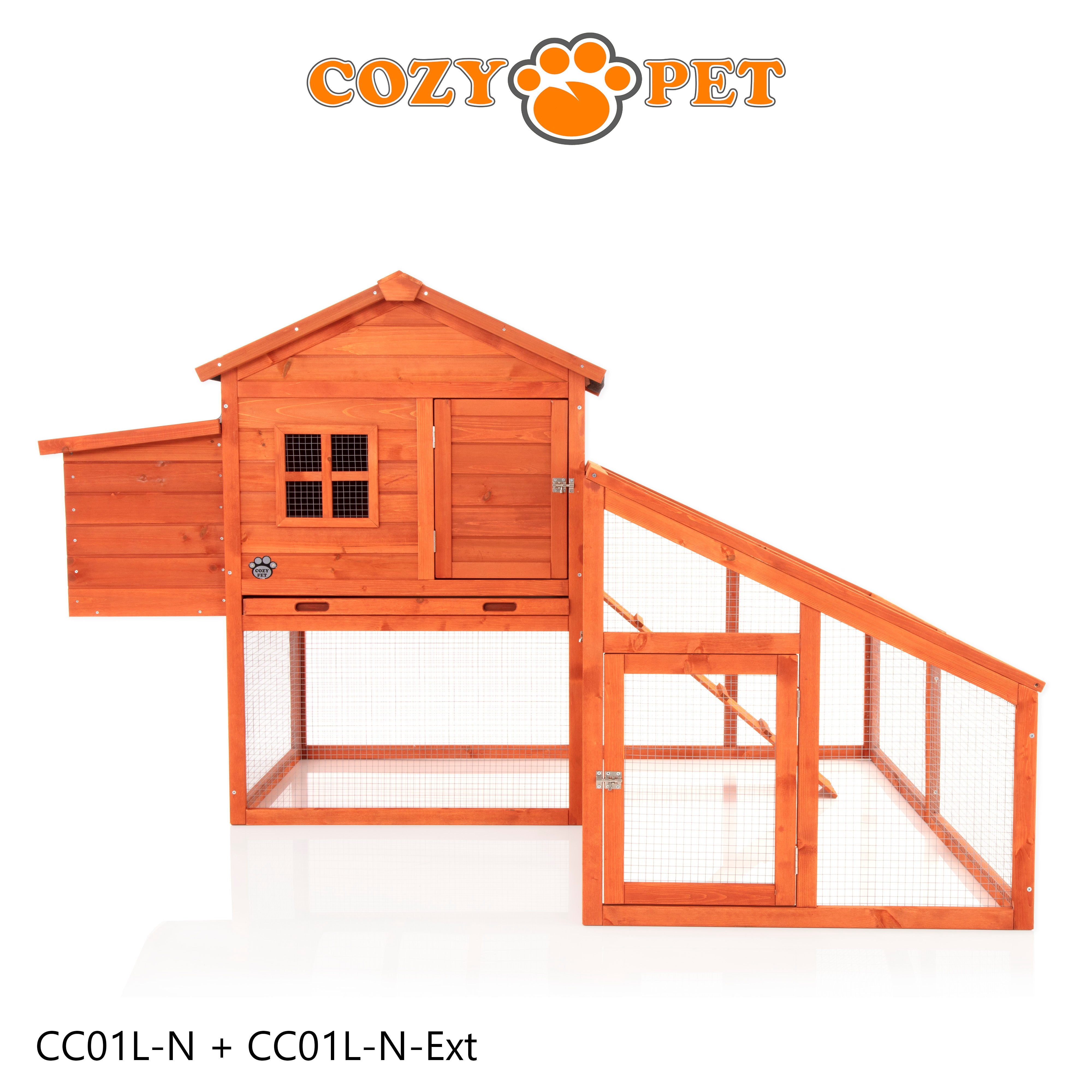 Chicken Coop, Hen House, New XL Size With Run Extension, Rabbit Hutch, Model CC01L-N + Ext