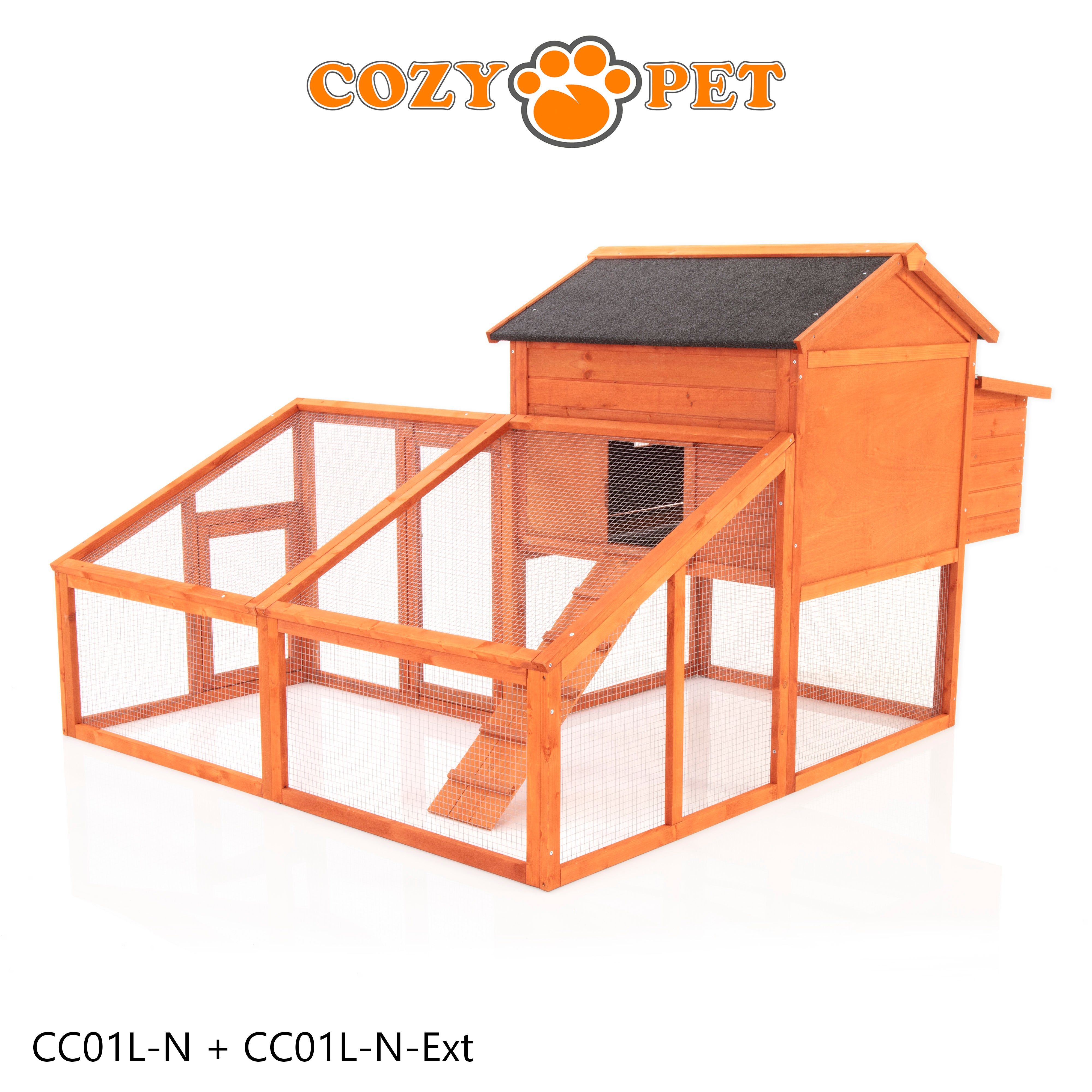 Chicken Coop, Hen House, New XL Size With Run Extension, Rabbit Hutch, Model CC01L-N + Ext