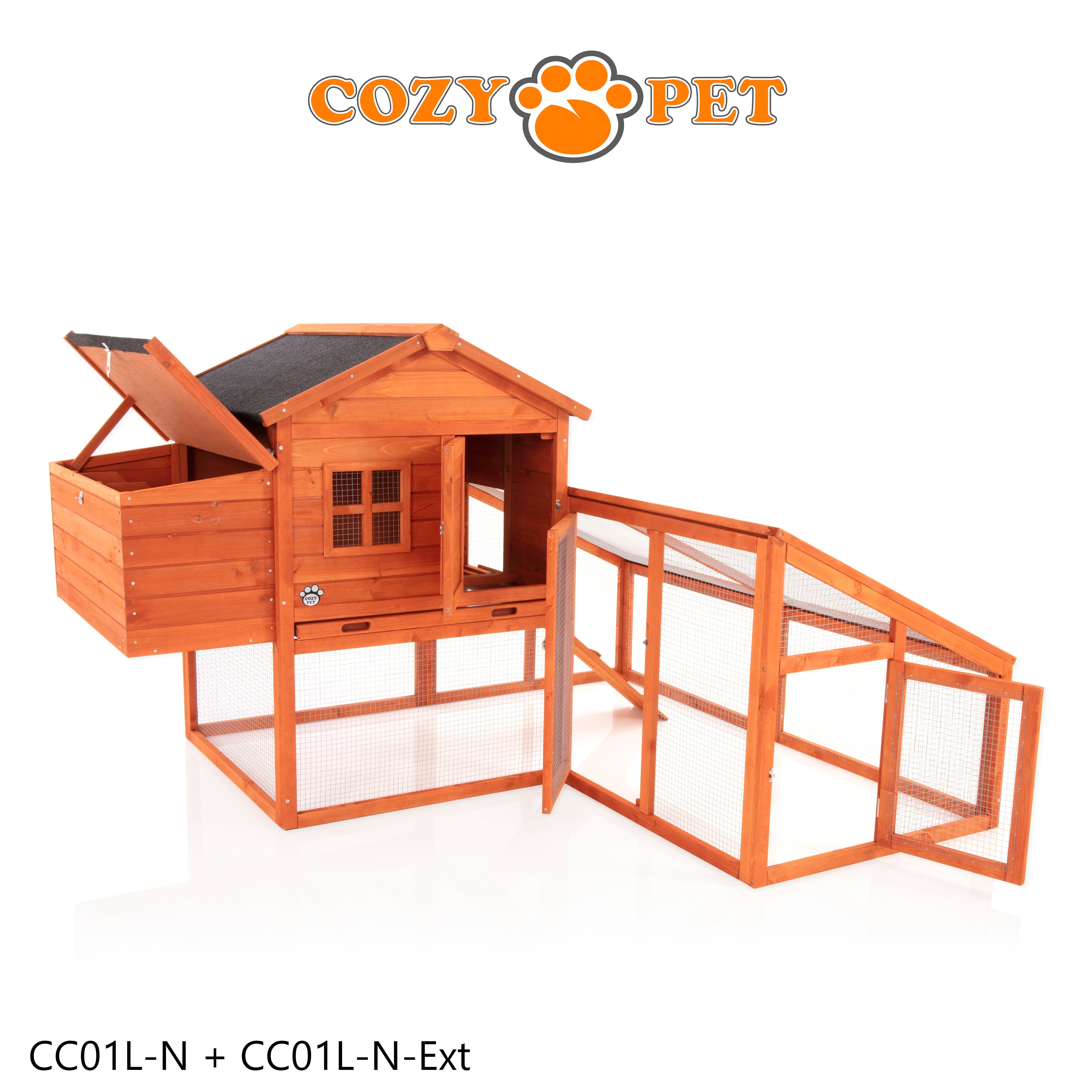 Chicken Coop, Hen House, New XL Size With Run Extension, Rabbit Hutch, Model CC01L-N + Ext