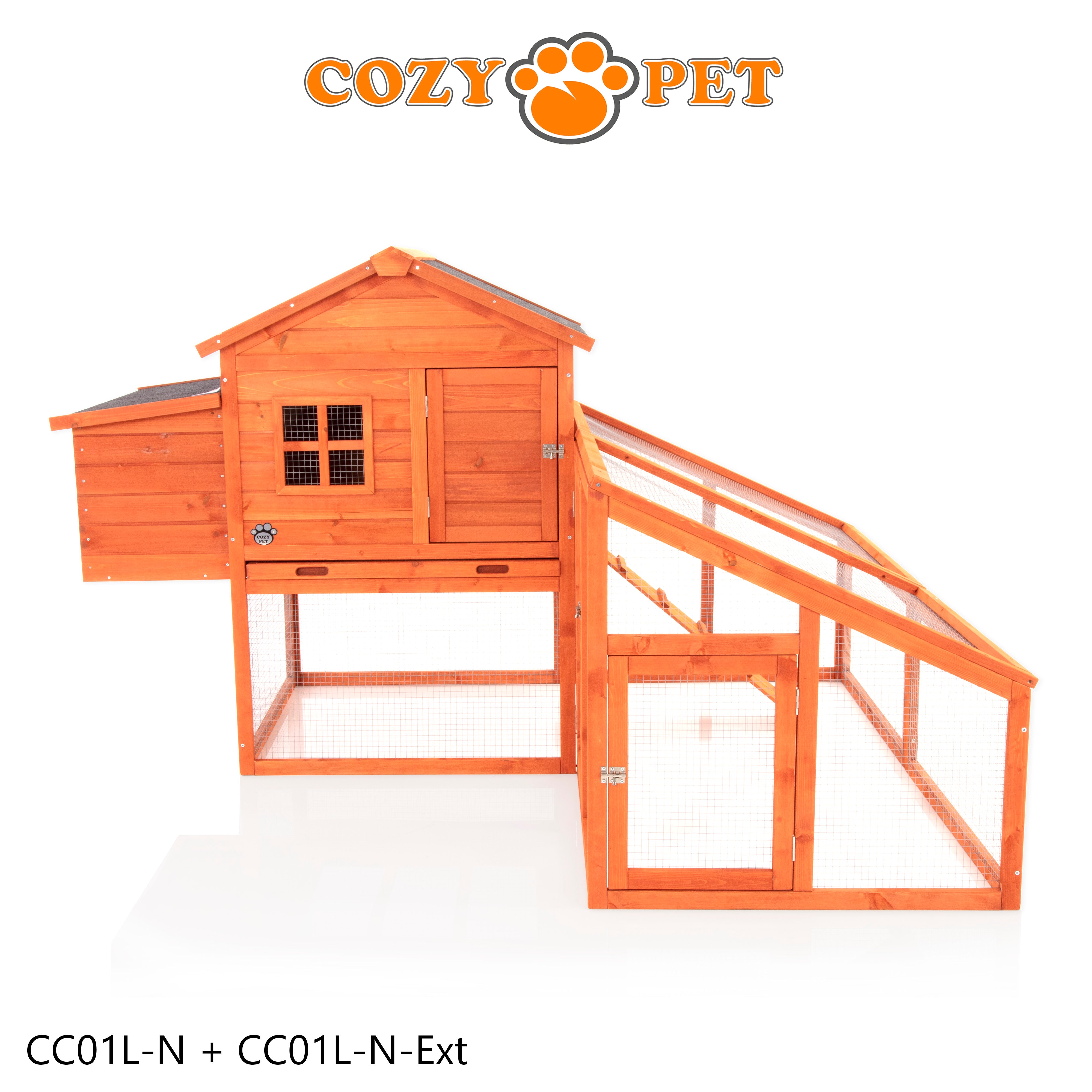 Chicken Coop, Hen House, New XL Size With Run Extension, Rabbit Hutch, Model CC01L-N + Ext