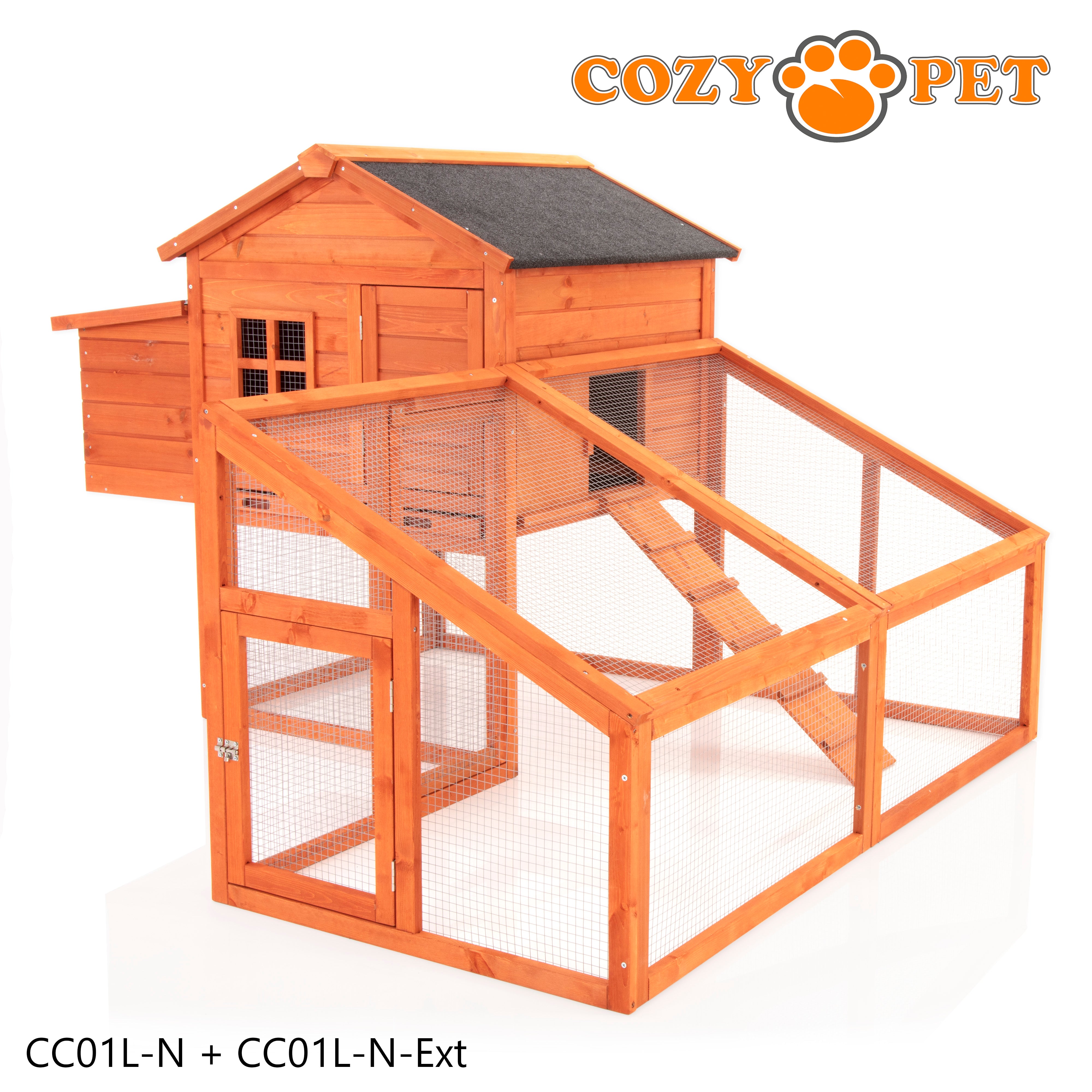Chicken Coop, Hen House, New XL Size With Run Extension, Rabbit Hutch, Model CC01L-N + Ext
