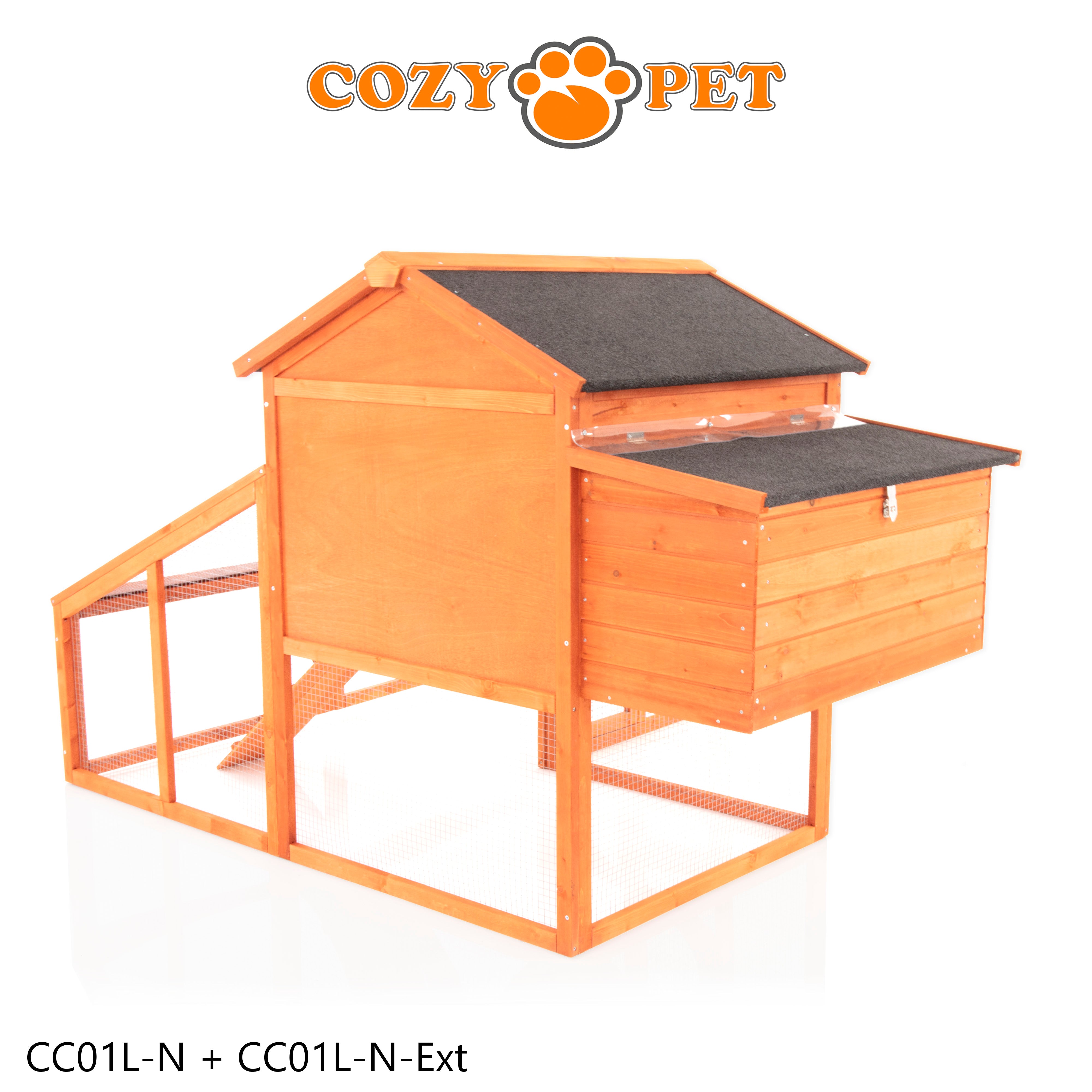 Chicken Coop, Hen House, New XL Size With Run Extension, Rabbit Hutch, Model CC01L-N + Ext