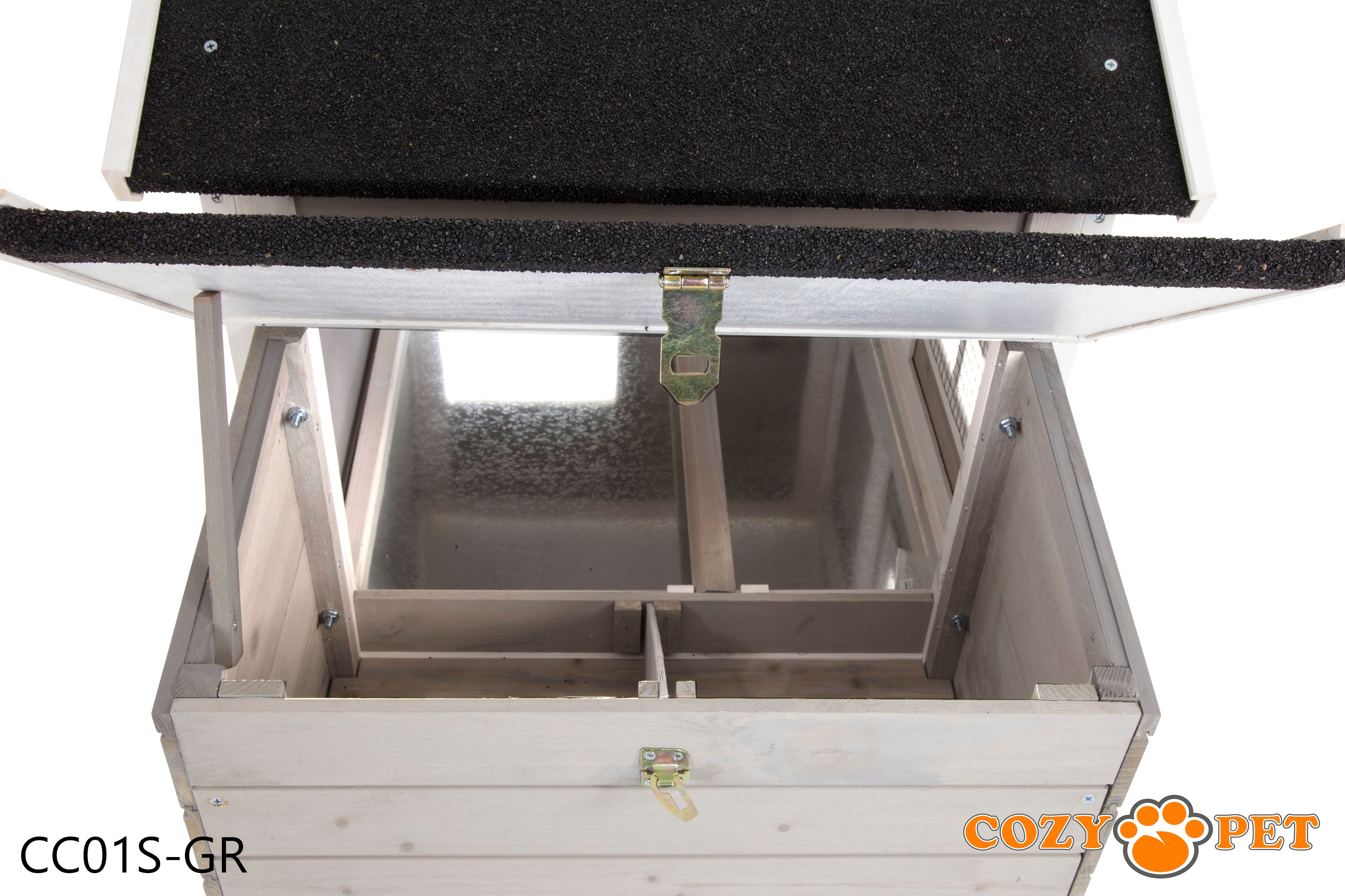 Chicken Coop, Hen House, Rabbit Hutch in Grey and White, Model CC01S-GR