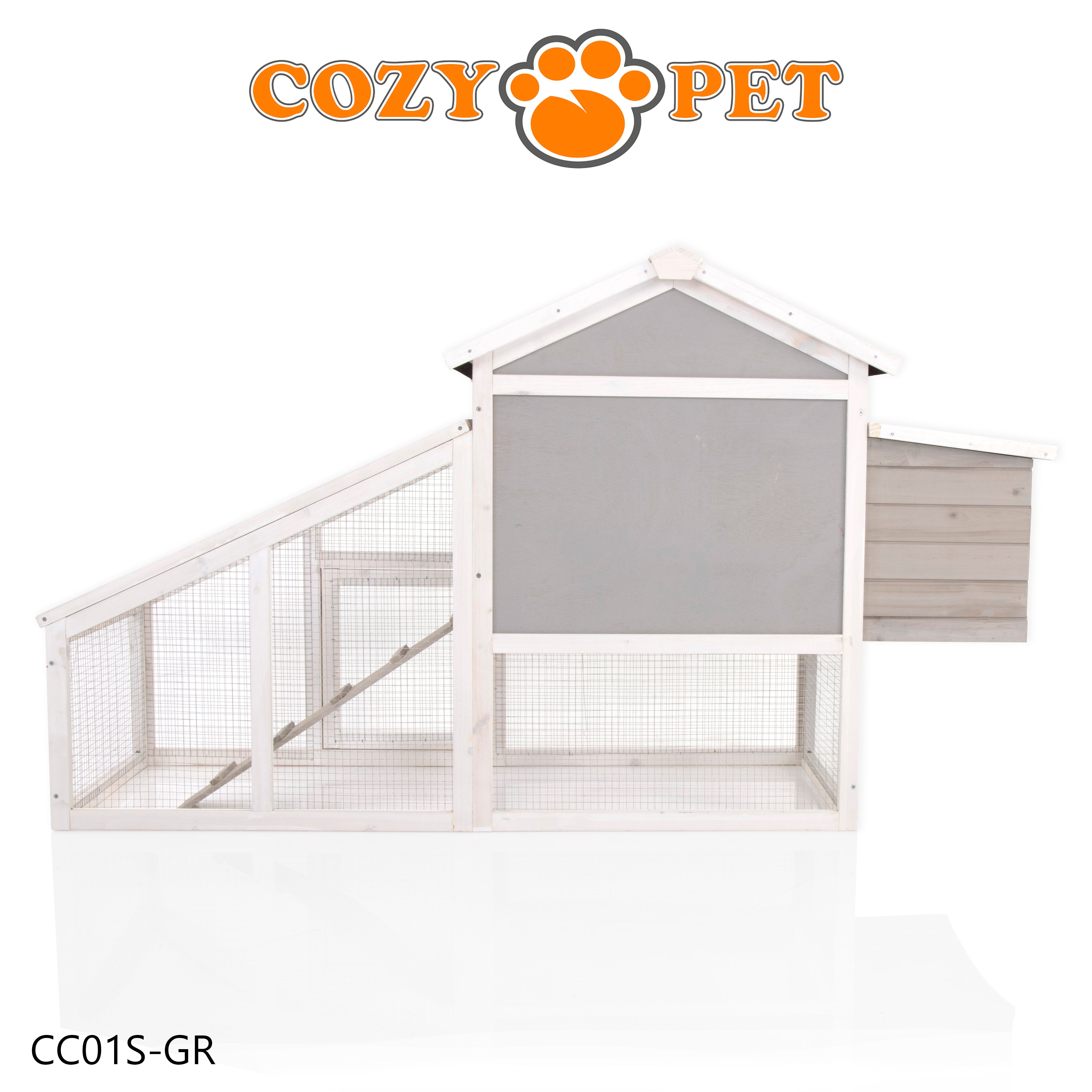Chicken Coop, Hen House, Rabbit Hutch in Grey and White, Model CC01S-GR