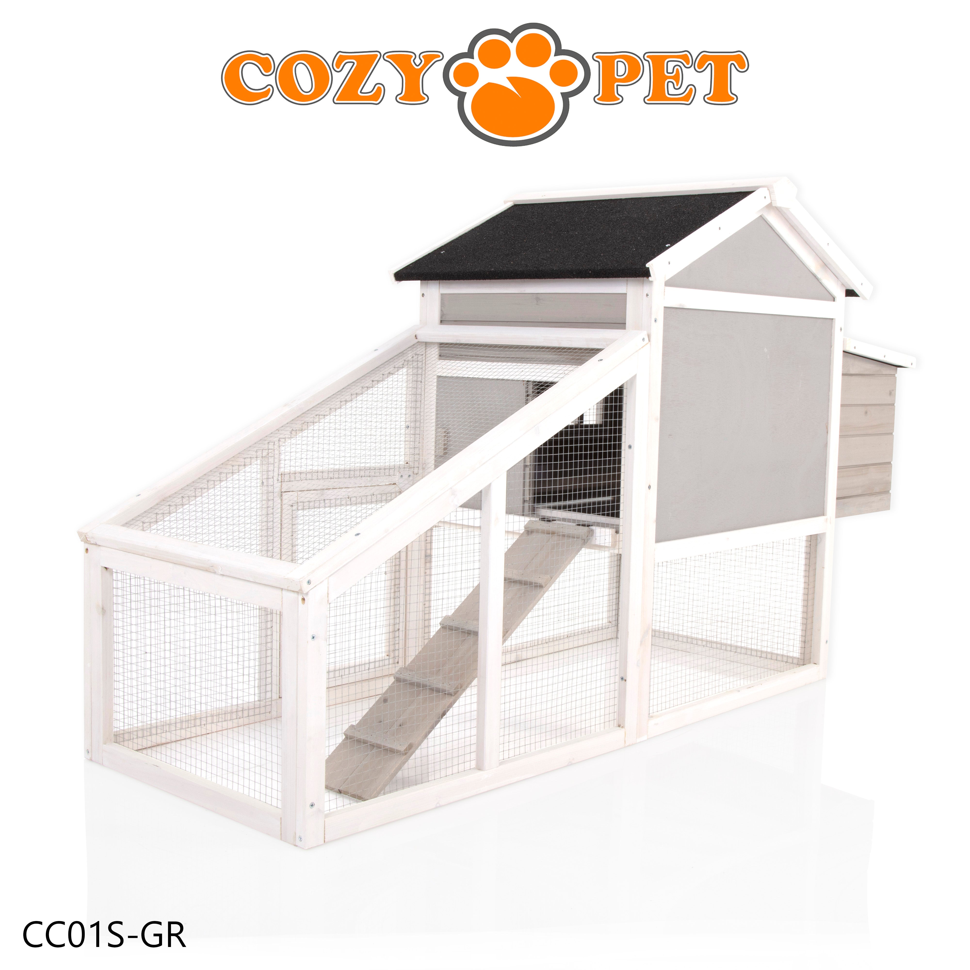Chicken Coop, Hen House, Rabbit Hutch in Grey and White, Model CC01S-GR