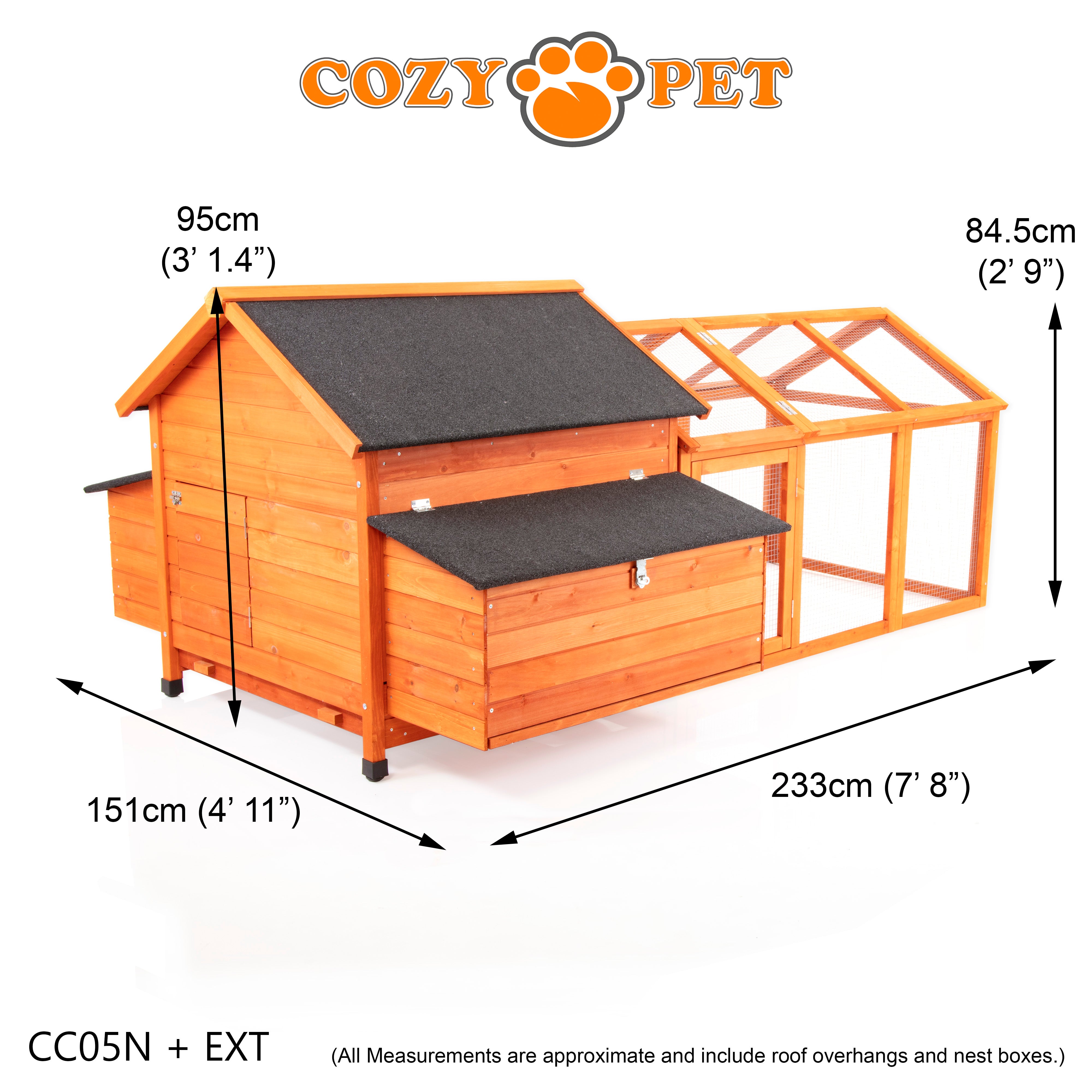 Chicken Coop, Hen House, XL Size with Extension, Model CC05N + CC05N-Ext