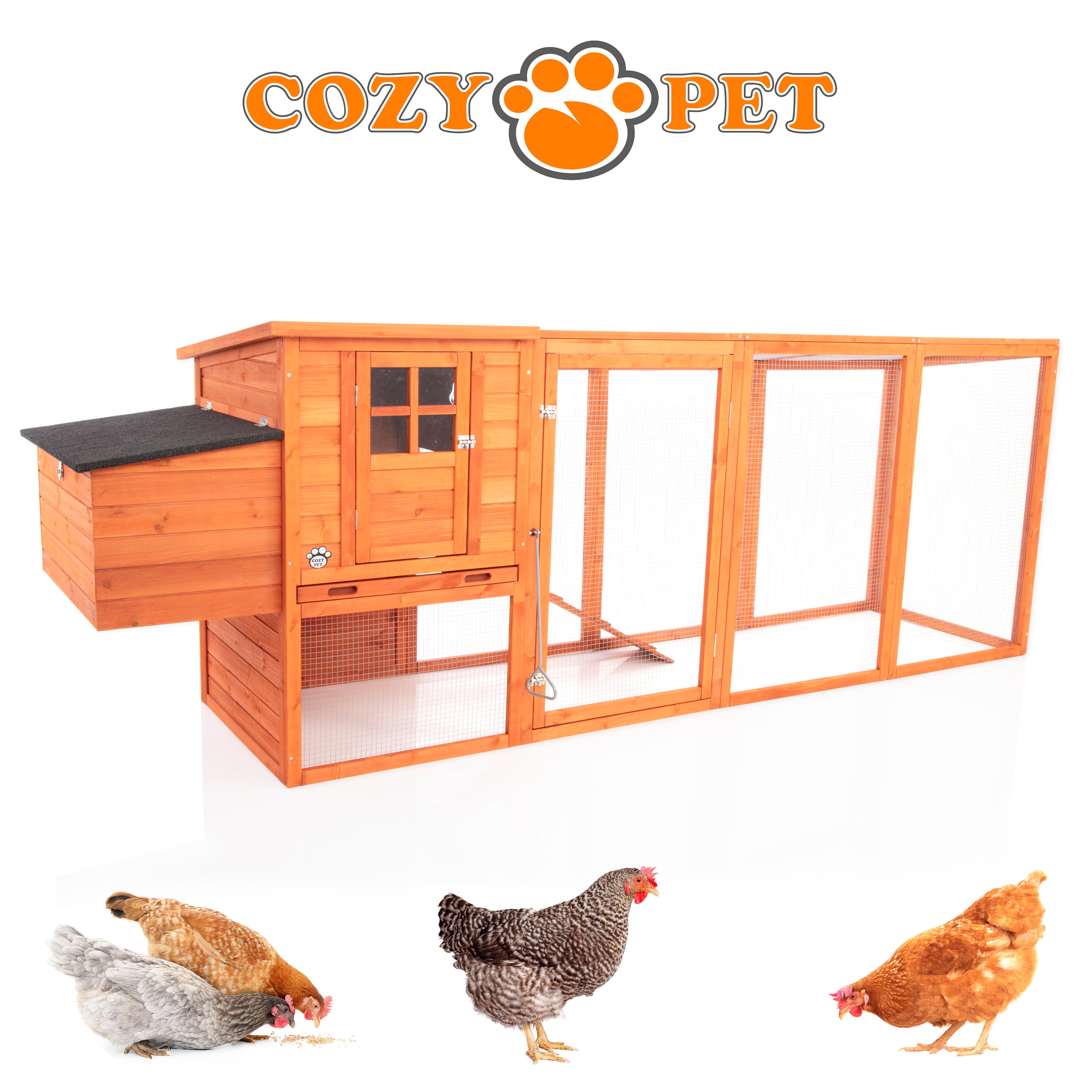 Chicken Coop, Hen House with XL Run, Rabbit Hutch, Model CC06-N
