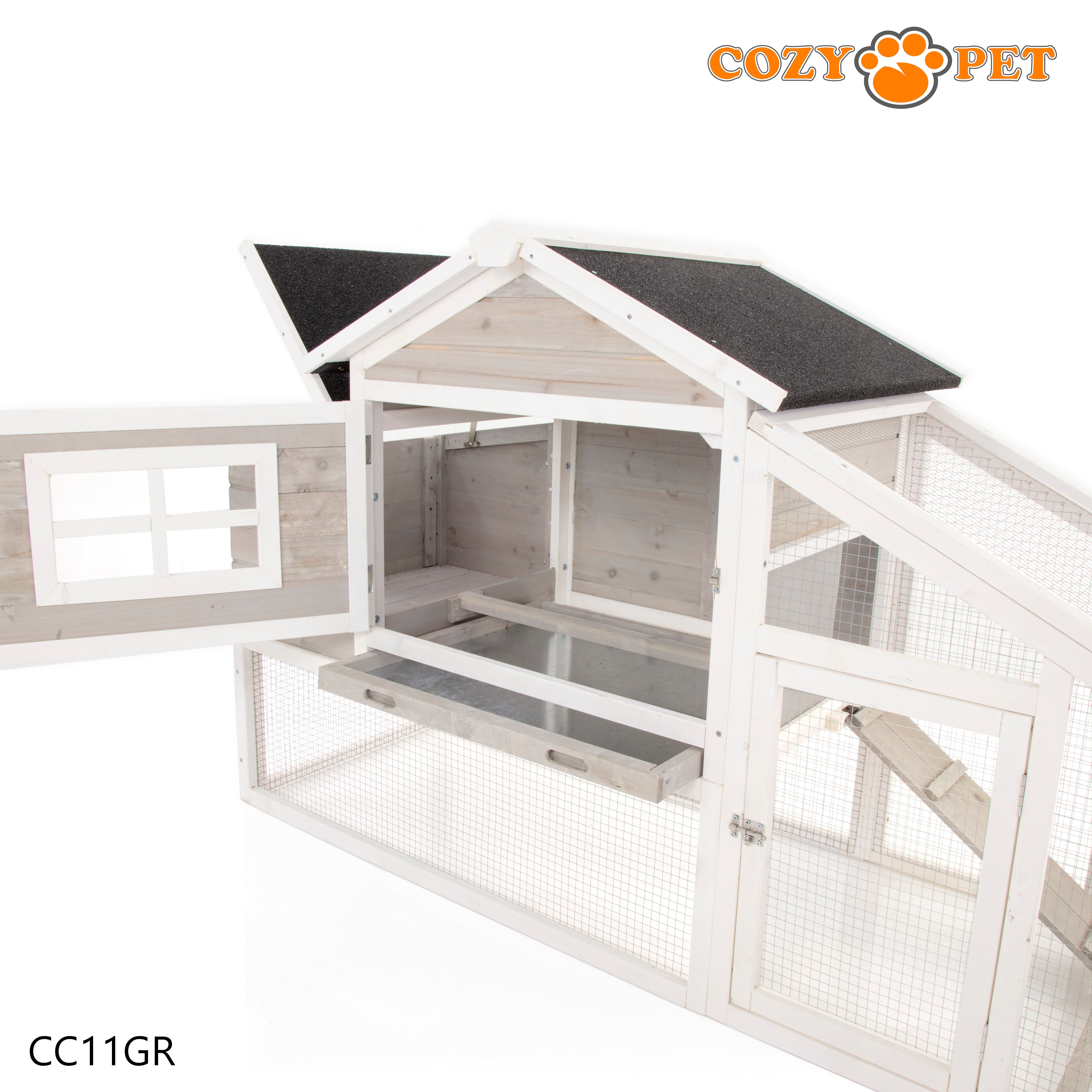 Chicken Coop, Hen House in Grey, Rabbit Hutch, Model CC11GR