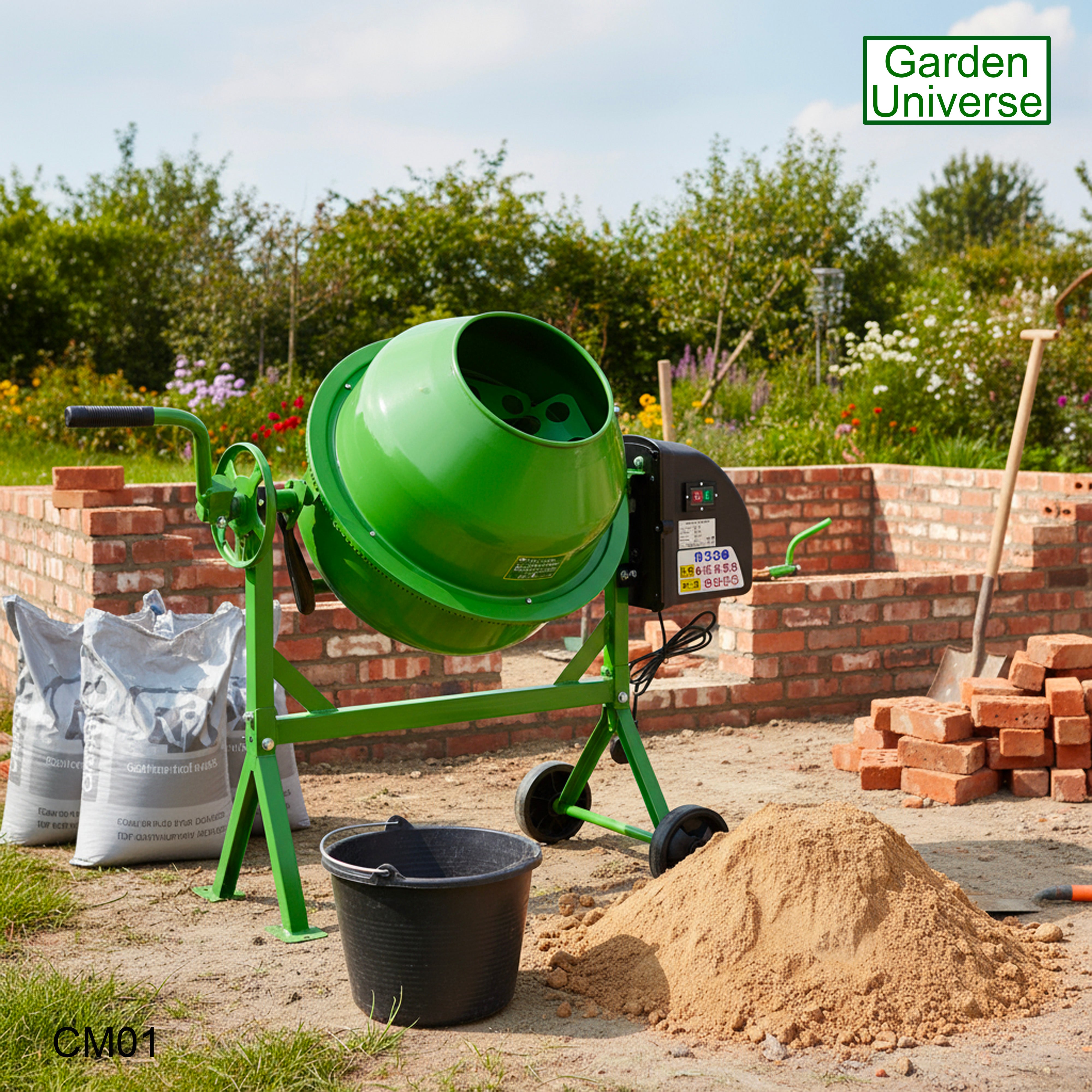 Cement Mixer Electric 220W Powerful Motor 63L Capacity CM01