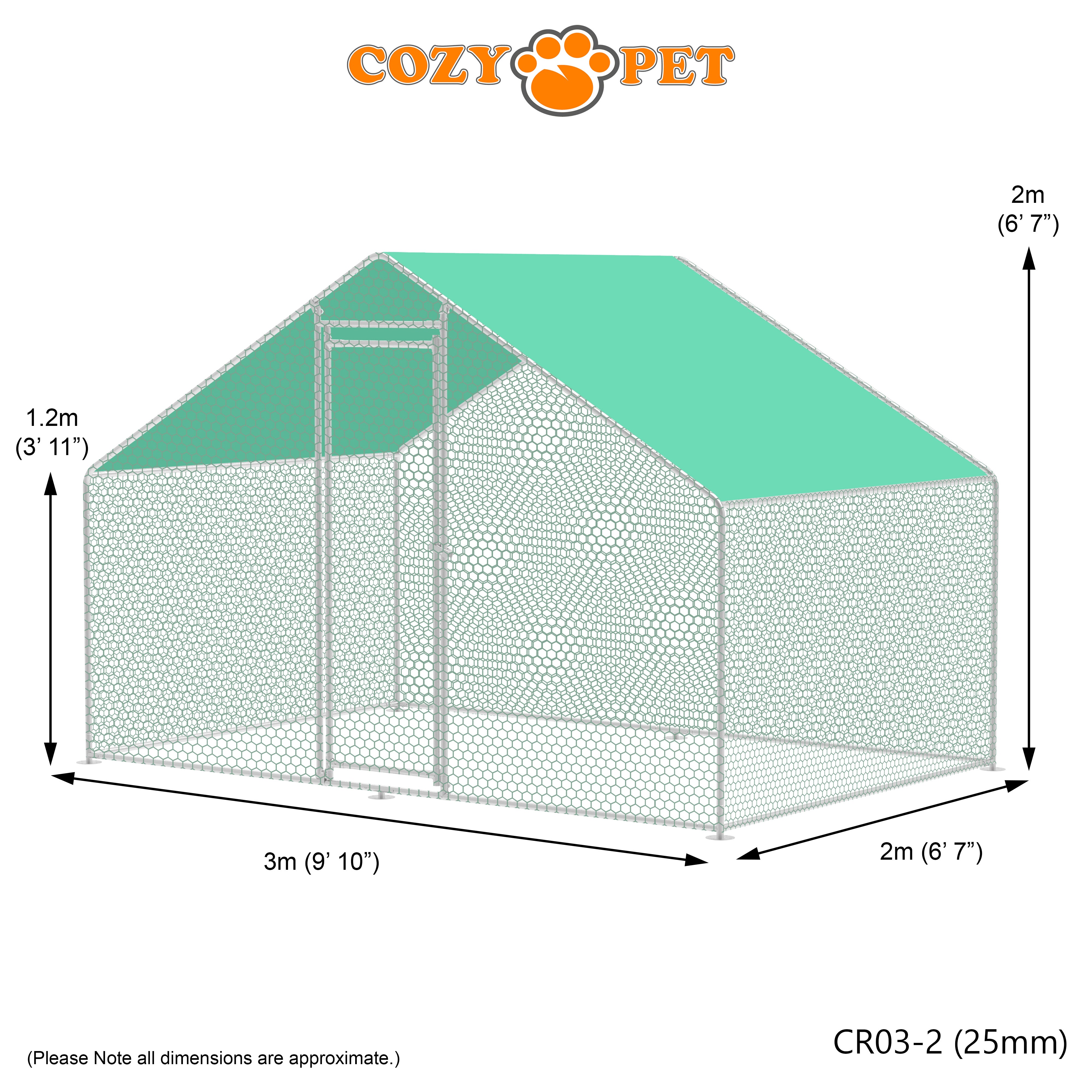 Chicken Run 3m X 2m 25mm Galvanised Steel Frame - CR03-2 (25mm)