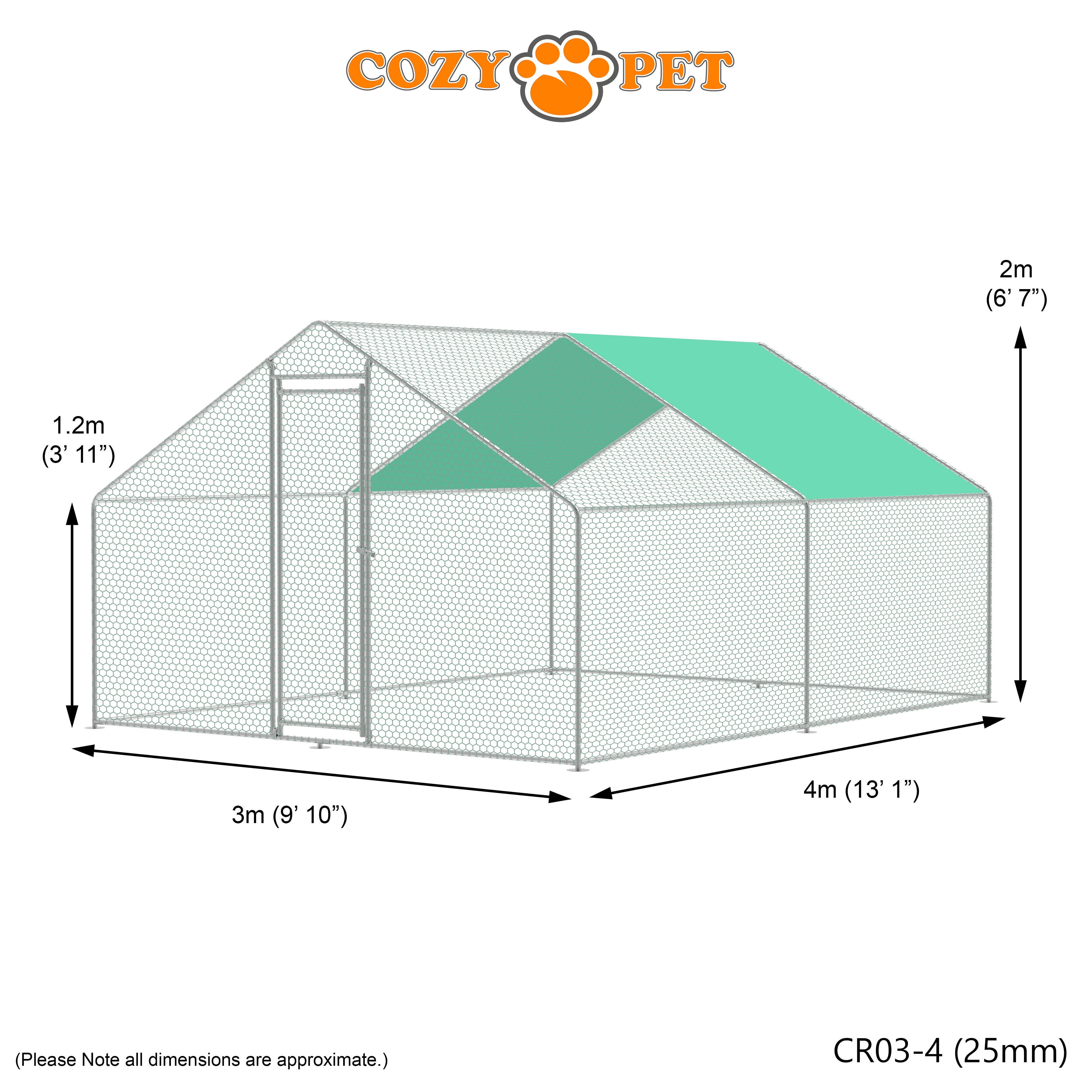 Chicken Run 3m X 4m 25mm Galvanised Steel Frame - CR03-4 (25mm)