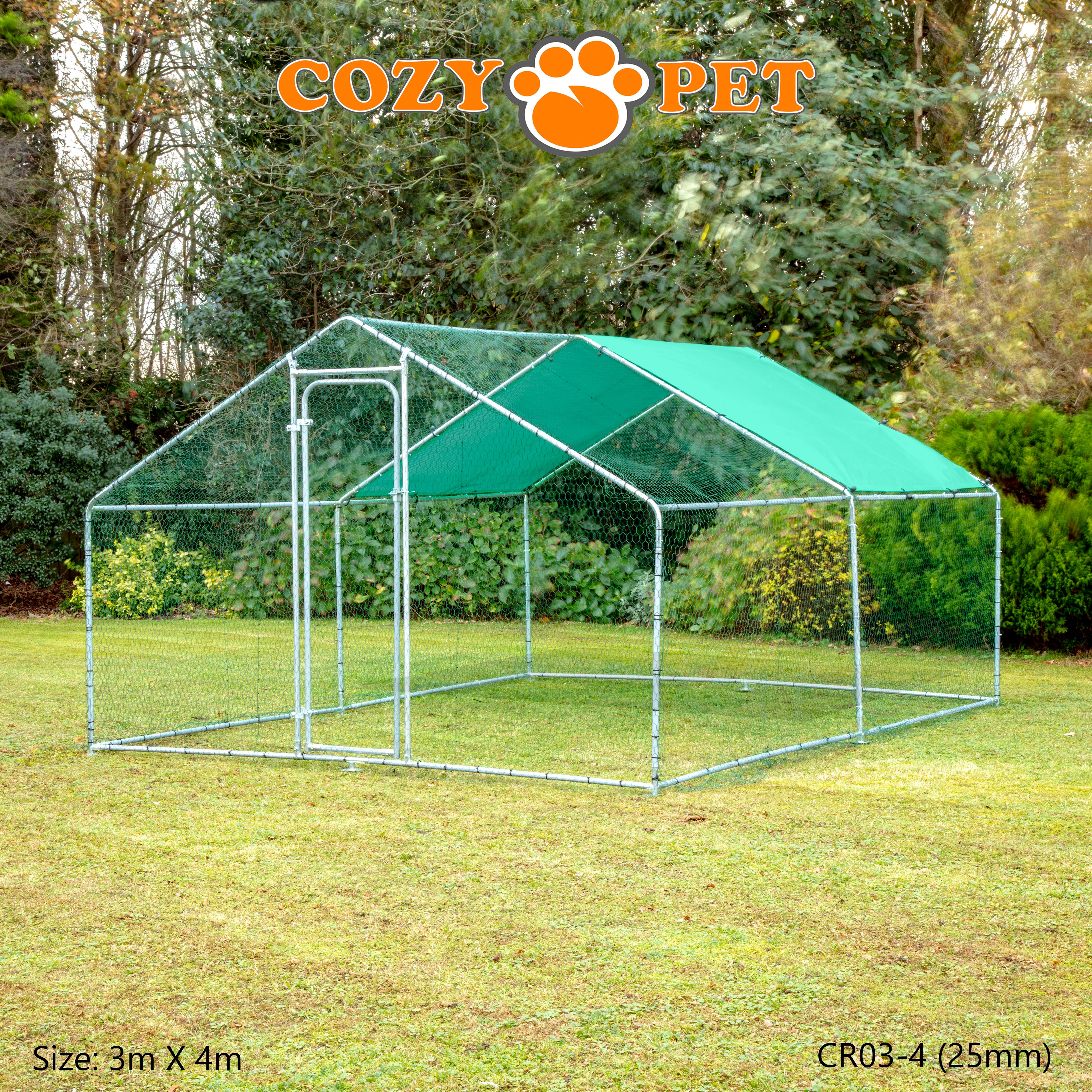 Chicken Run 3m X 4m 25mm Galvanised Steel Frame - CR03-4 (25mm)