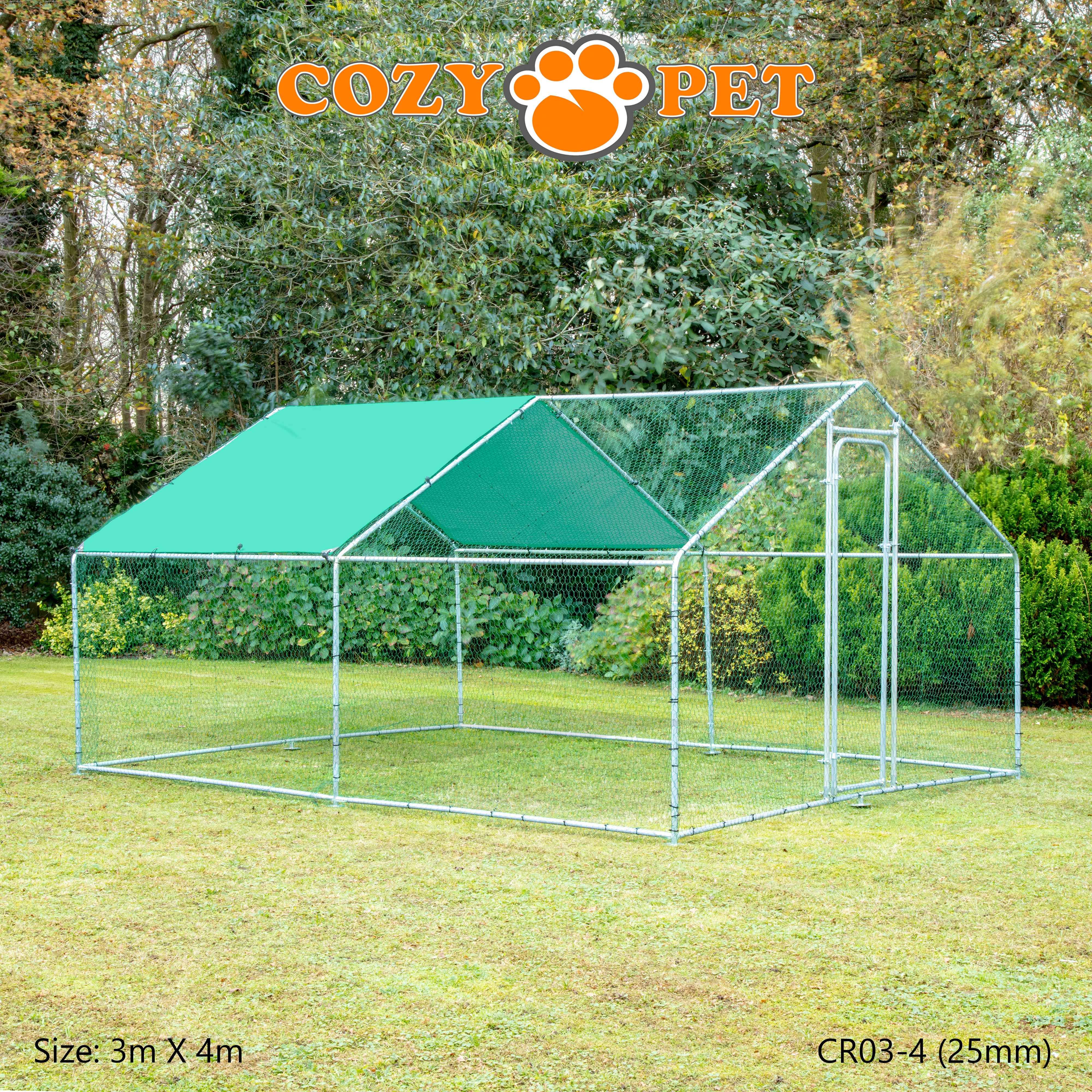 Chicken Run 3m X 4m 25mm Galvanised Steel Frame - CR03-4 (25mm)