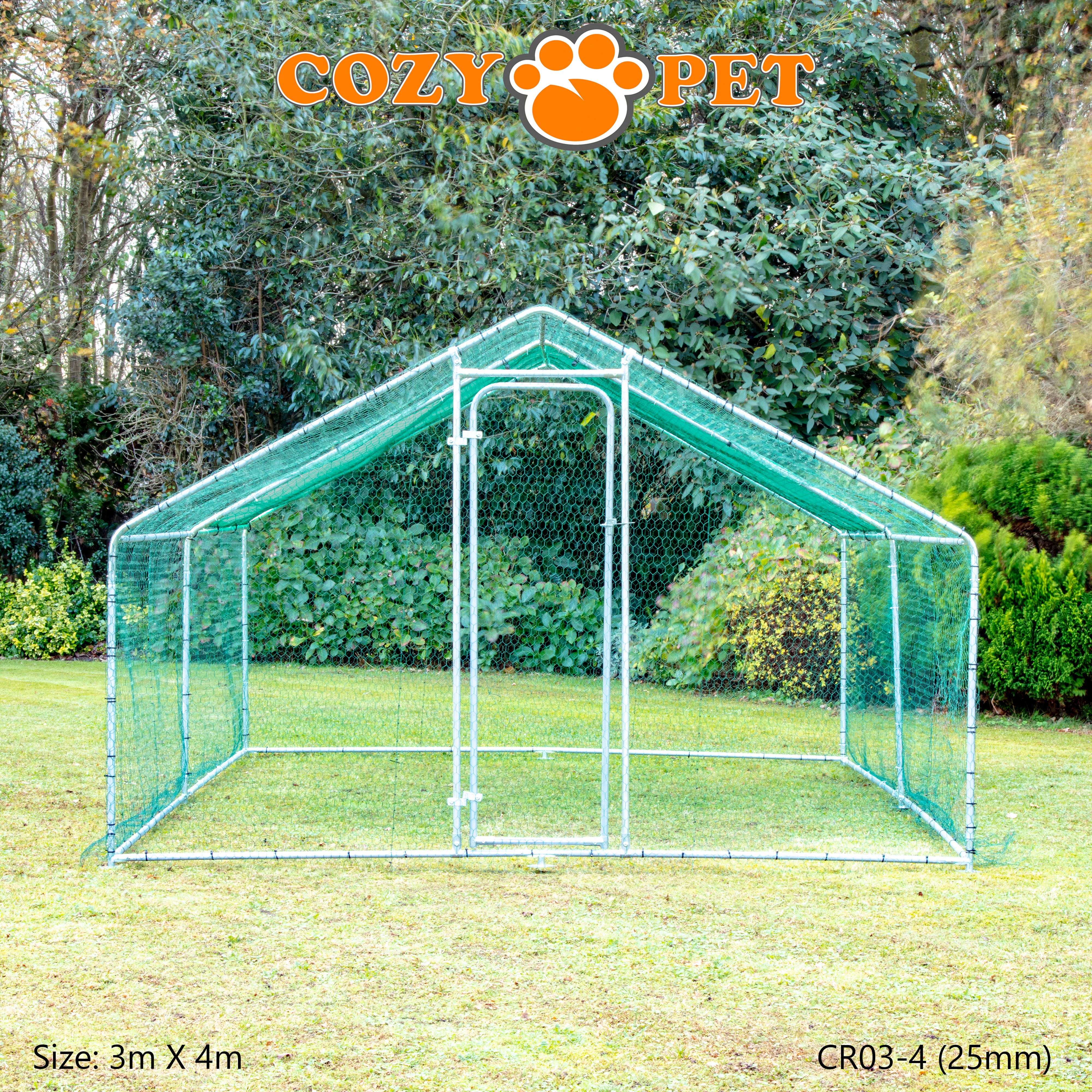 Chicken Run 3m X 4m 25mm Galvanised Steel Frame - CR03-4 (25mm)